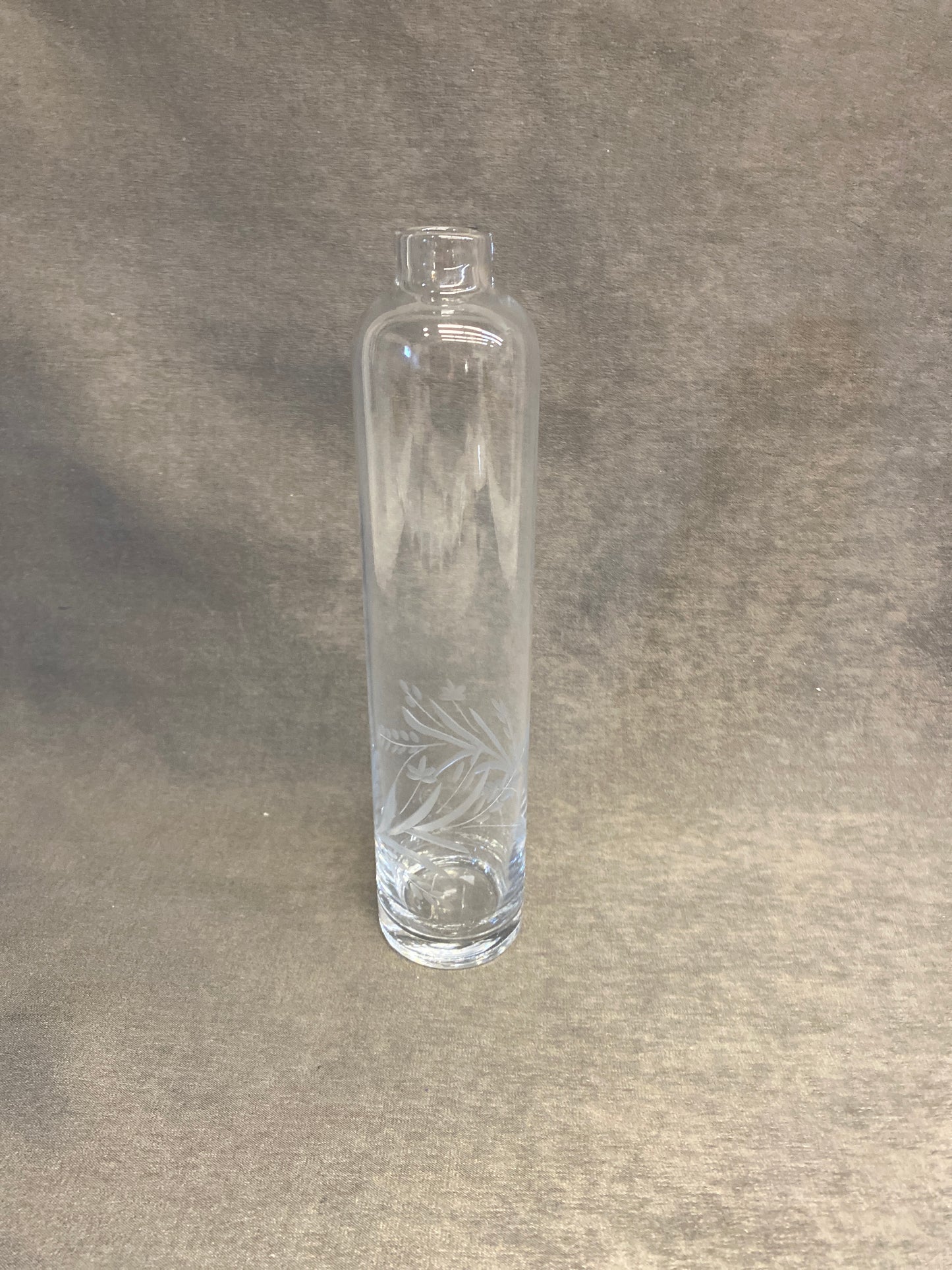 Etched Glass Bottle / Bud Vase