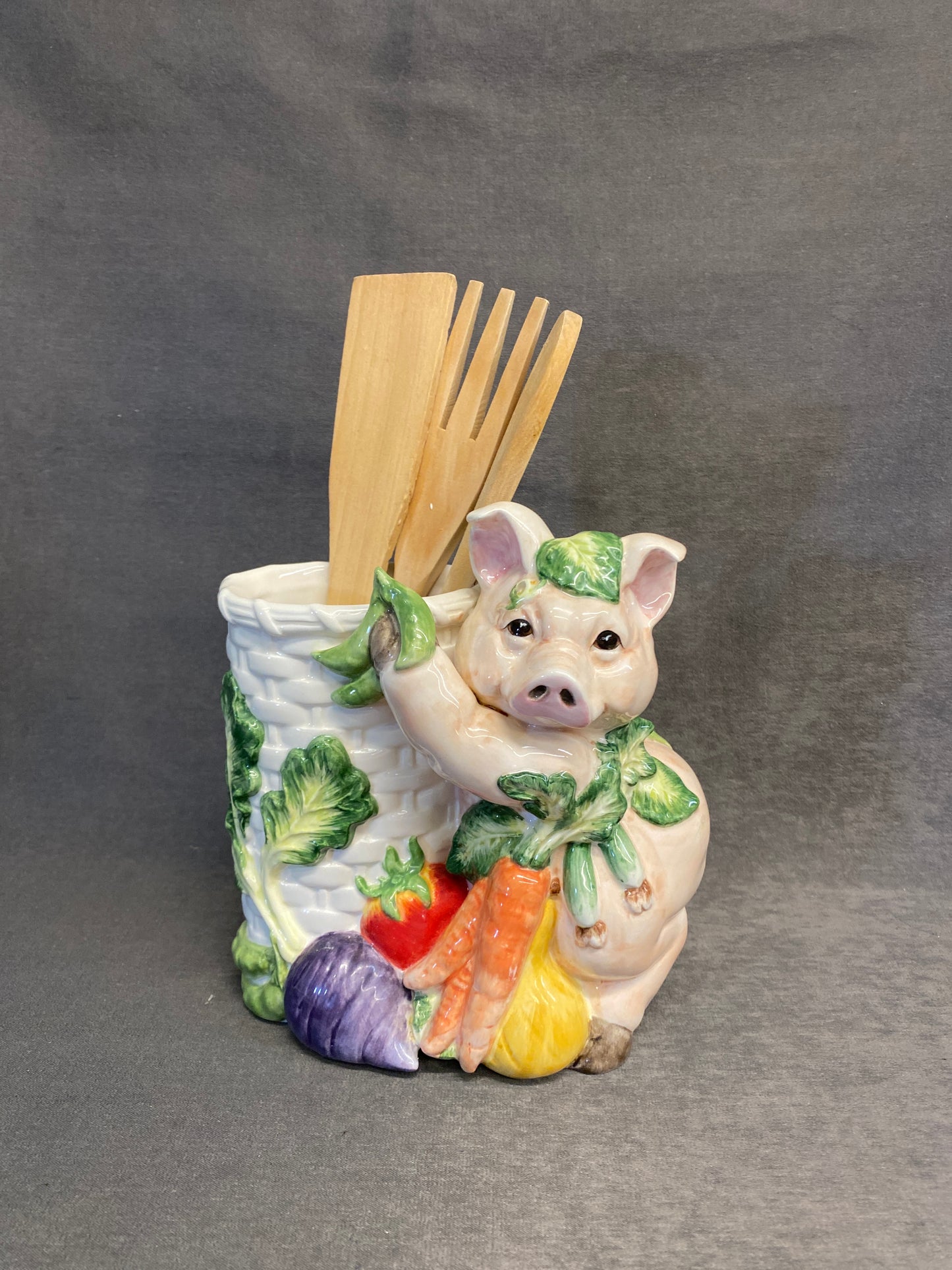 Fitz & Floyd Utensil Holder & 3 Utensils