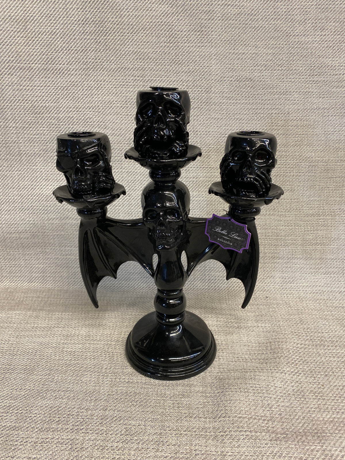 Bella Lux Halloween Candelabra - Black Skulls
