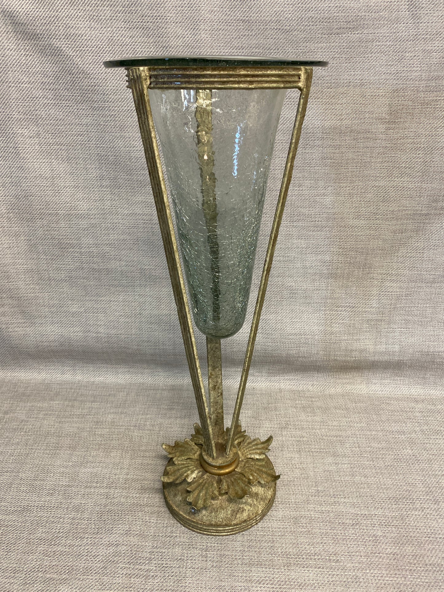 Glass Vase In Metal Stand