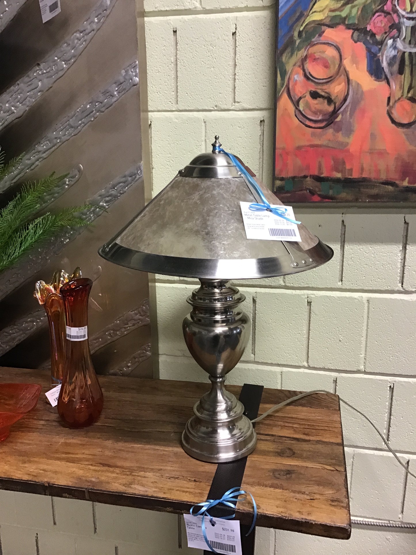 Metal Table Lamp - Mica Shade