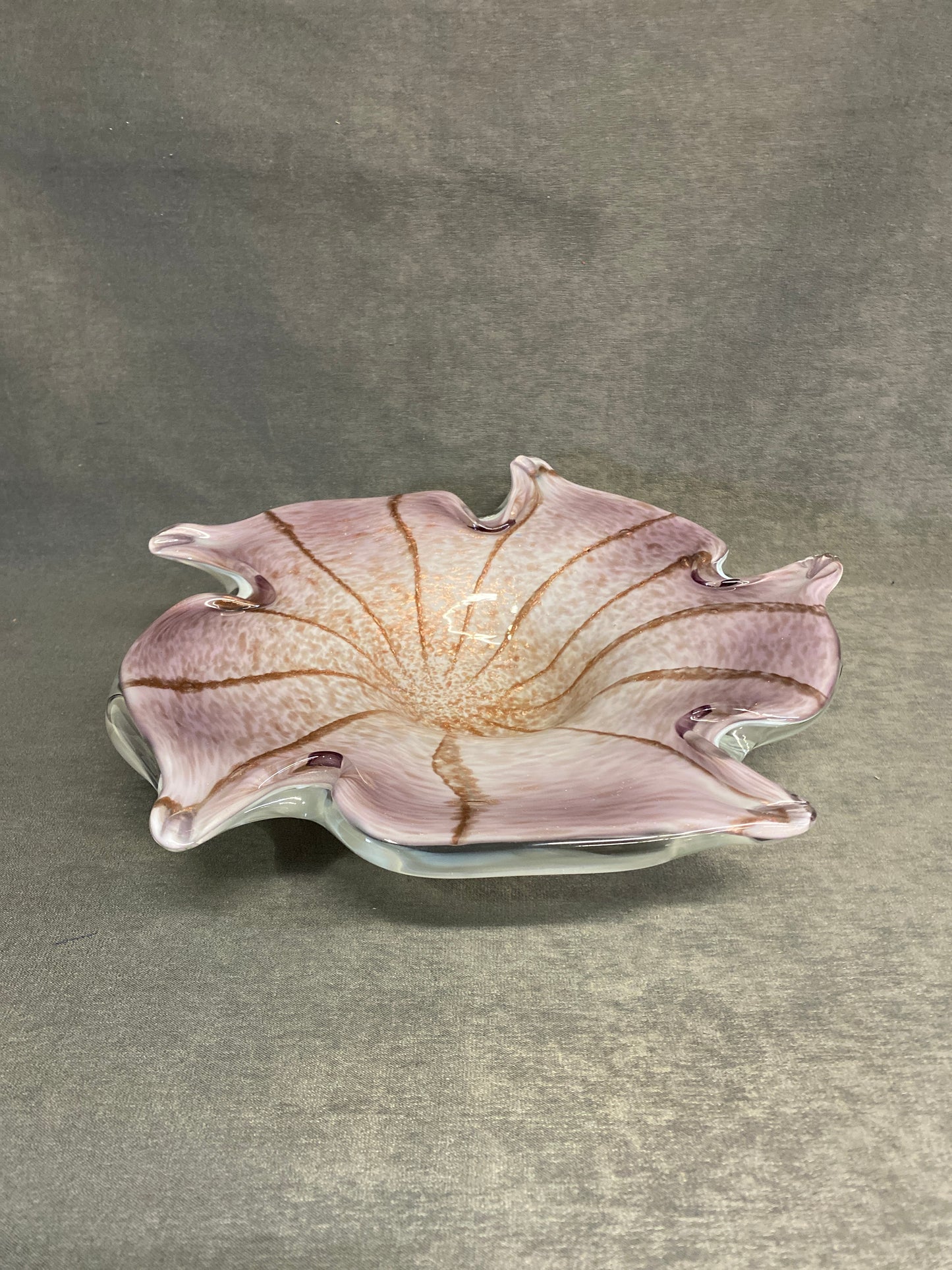 Italian Crystal Bowl - Pink & Copper