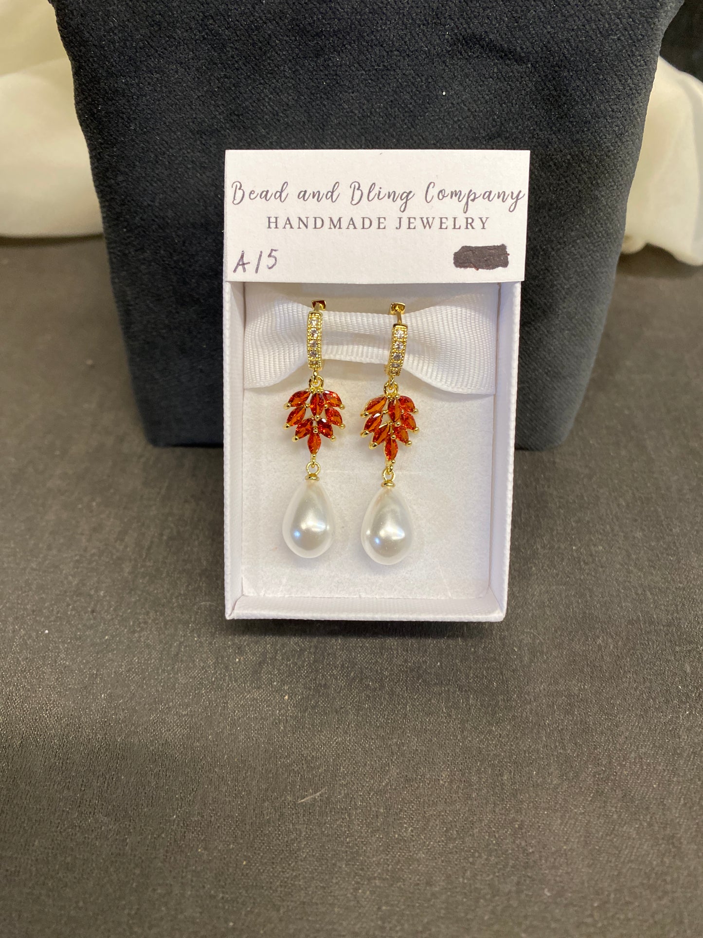 NEW! Handmade Pierced Earings - Red/Pearl