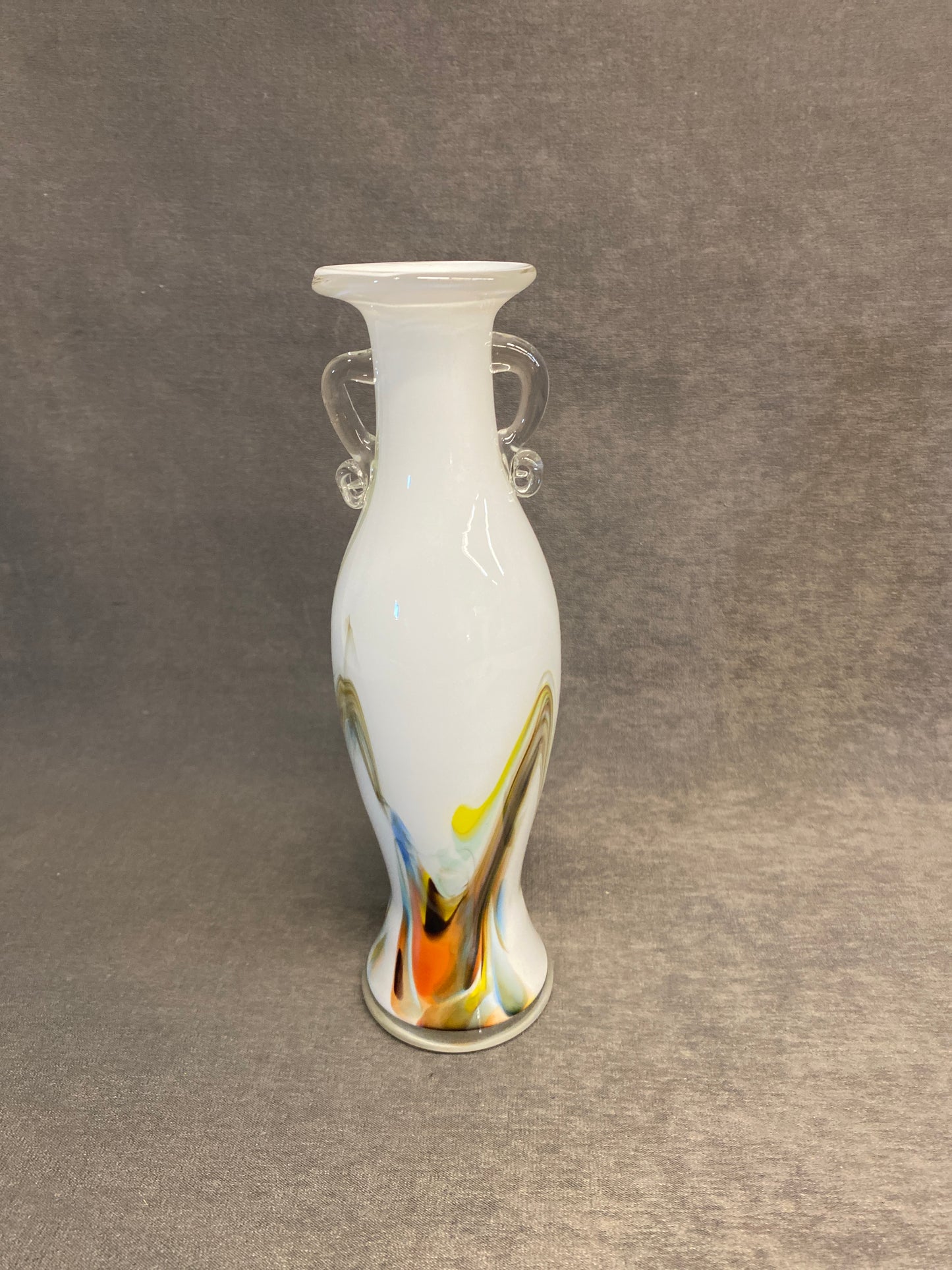 Art Glass Bud Vase - White