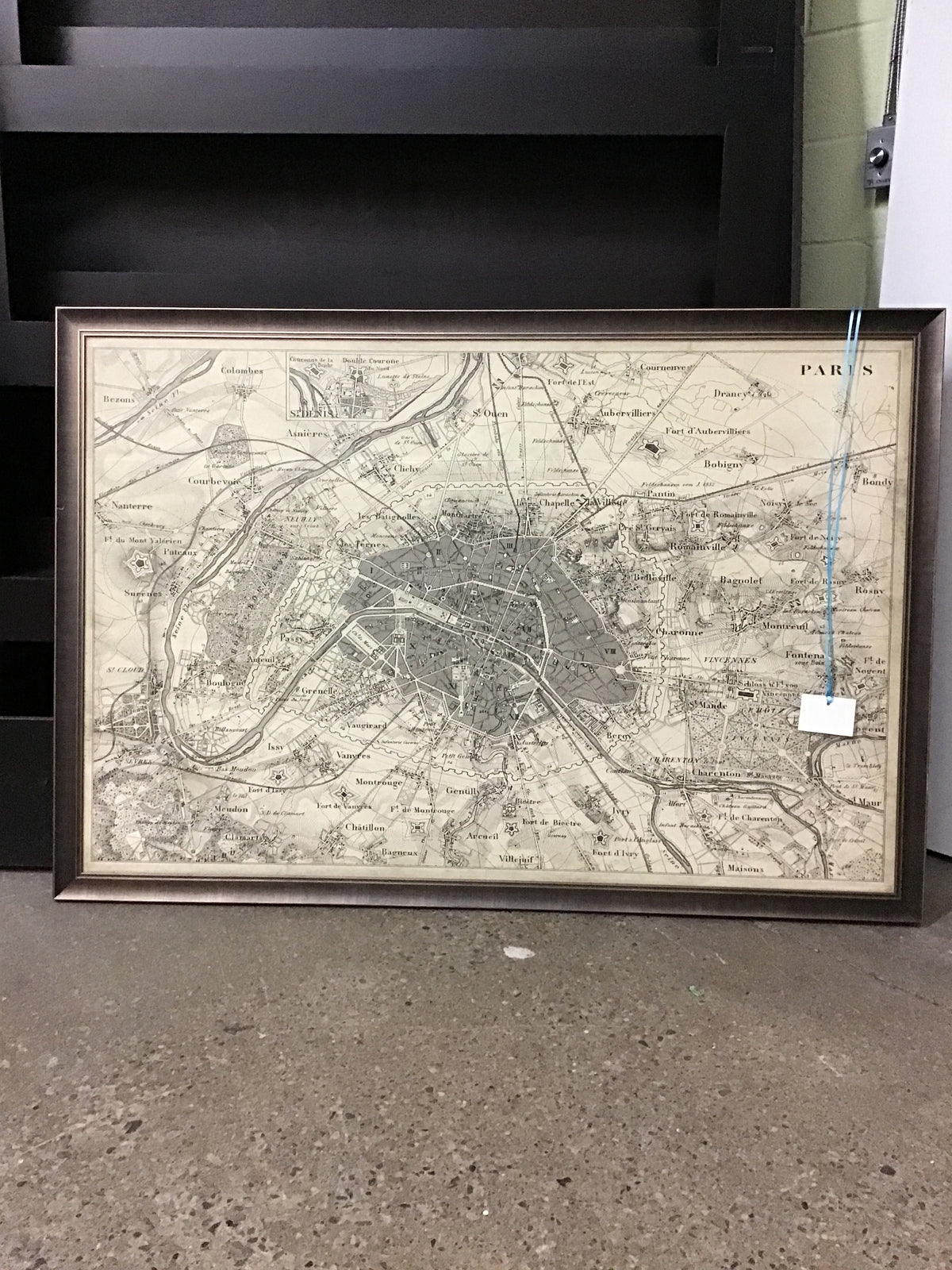 Large Framed Paris Map
