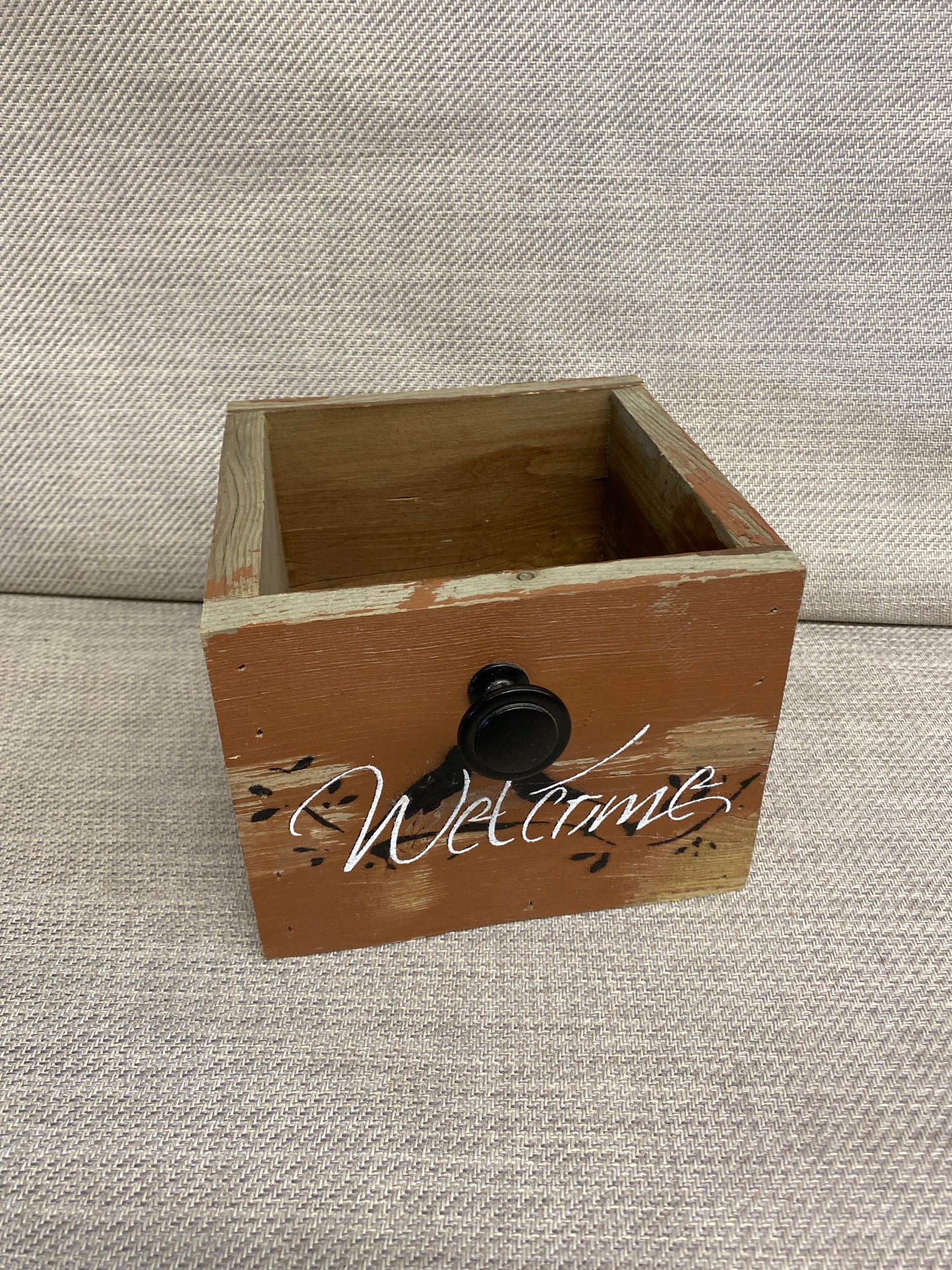 NEW! Small Wood Planter Box - Welcome