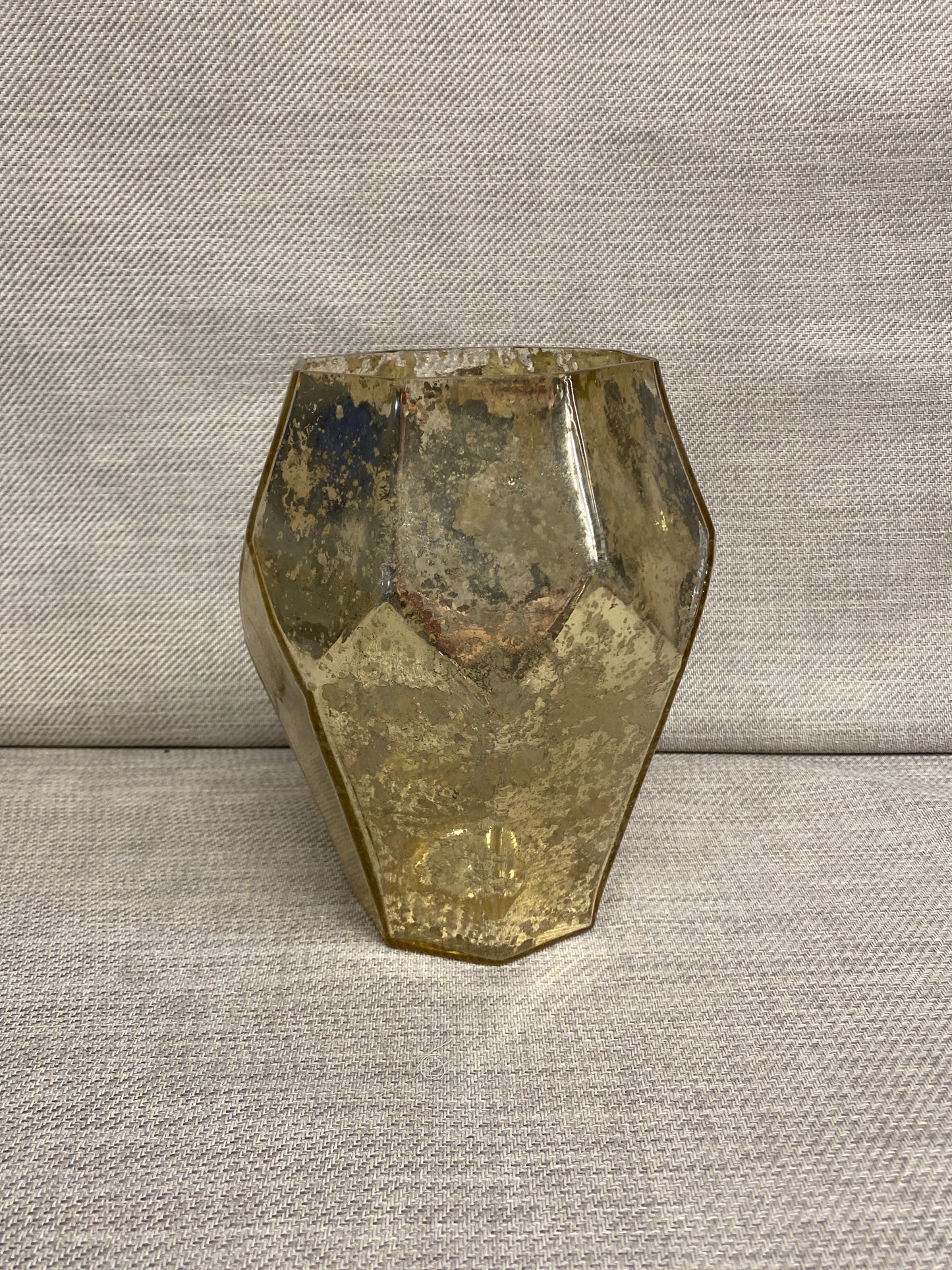 Octagon Glass Vase - Gold