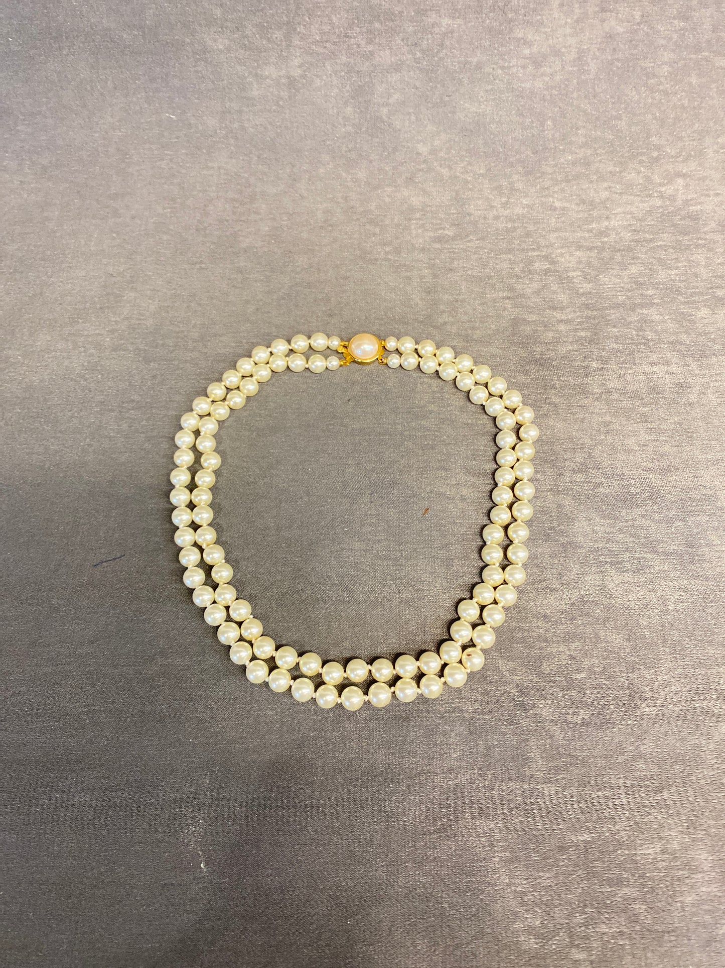 Double Strand Faux Pearl Necklace