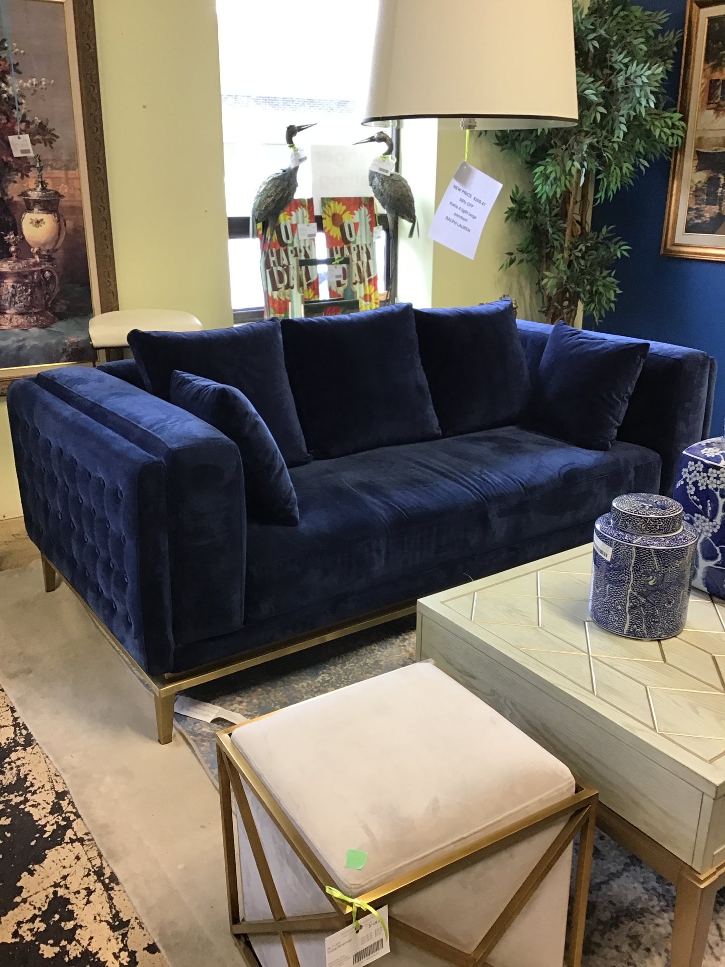 Blue Velvet Sofa