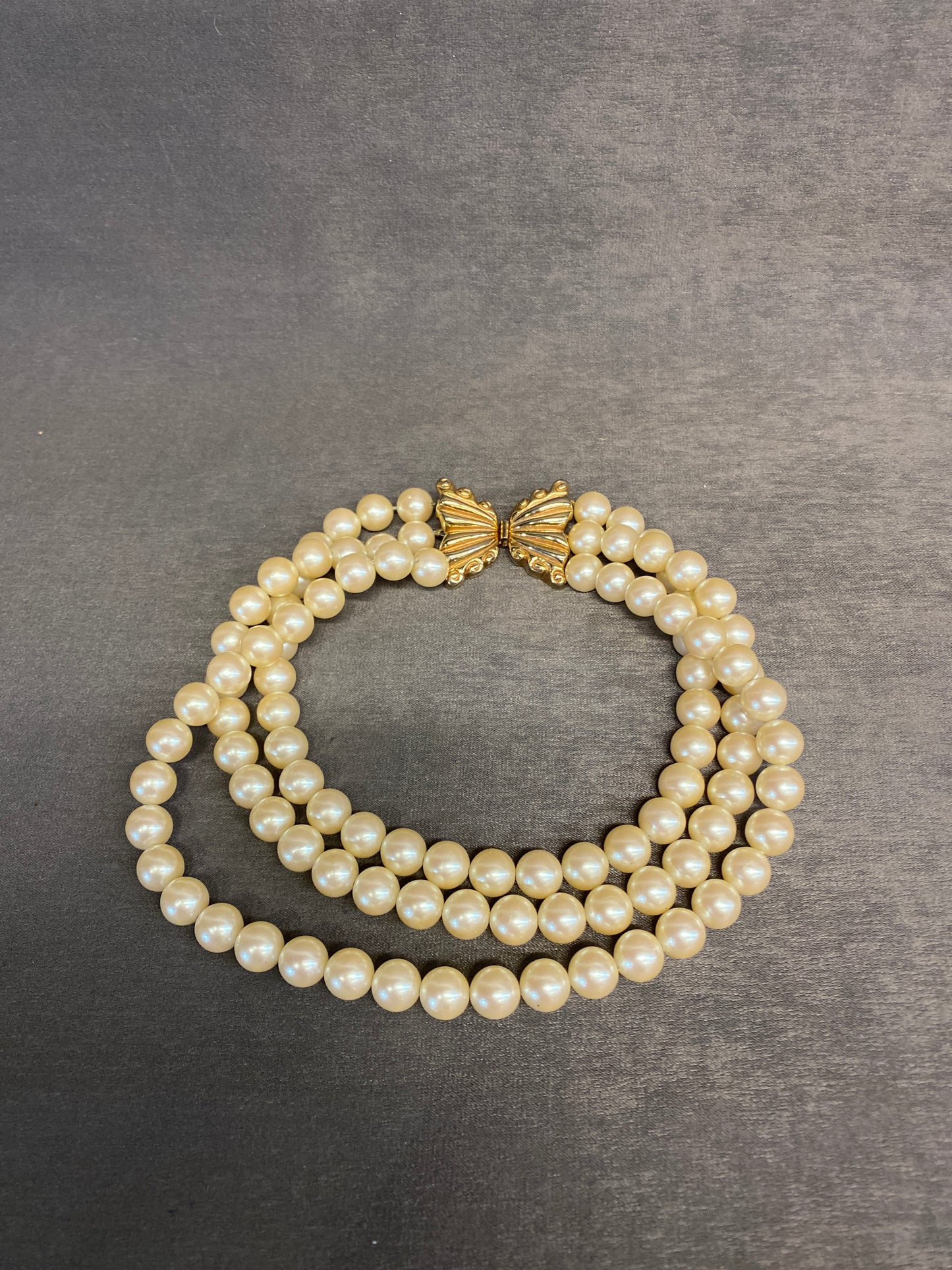 3 Strand Faux Pearl Necklace