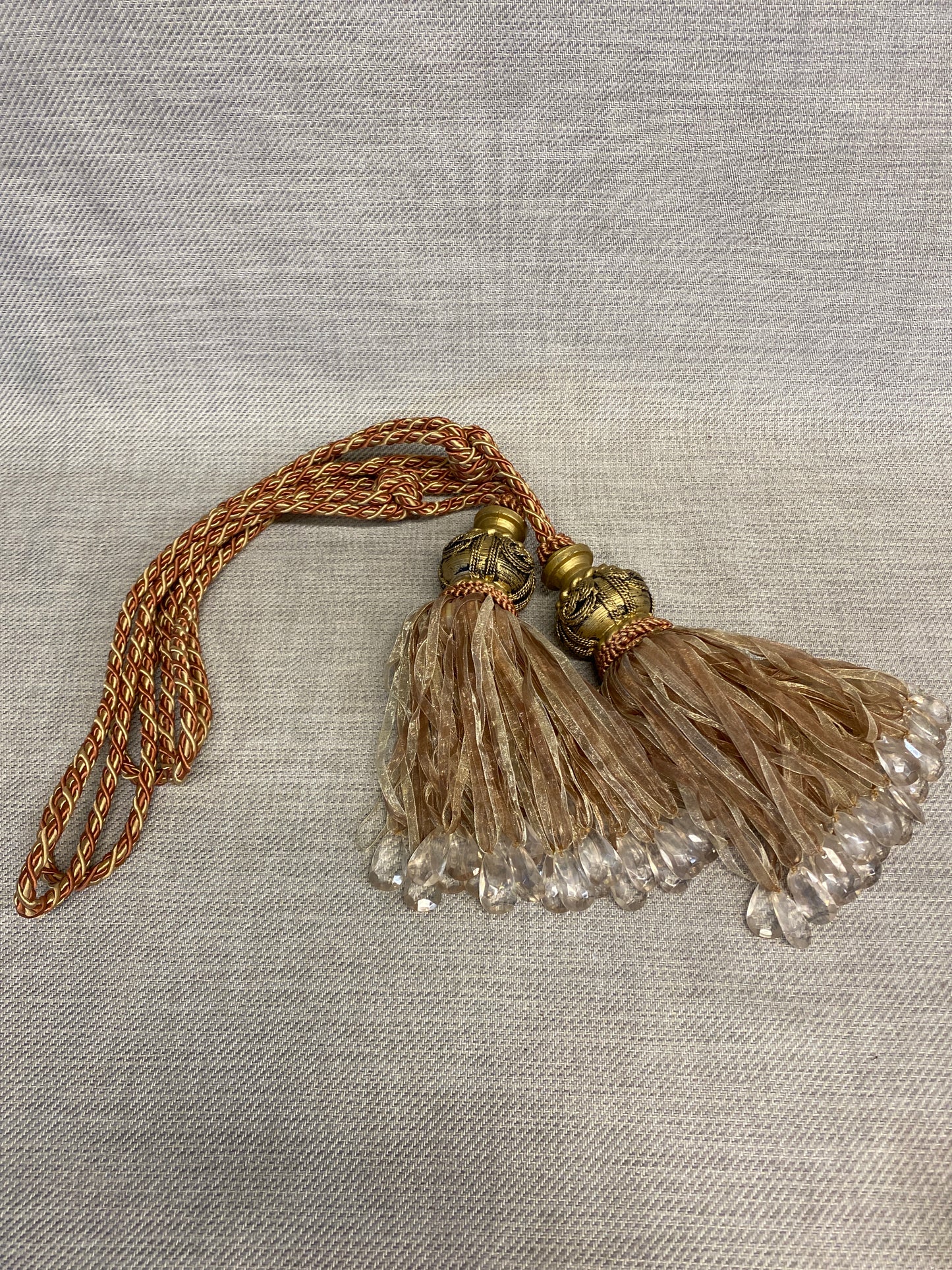 Pair Curtain Tie Backs - Coral & Gold