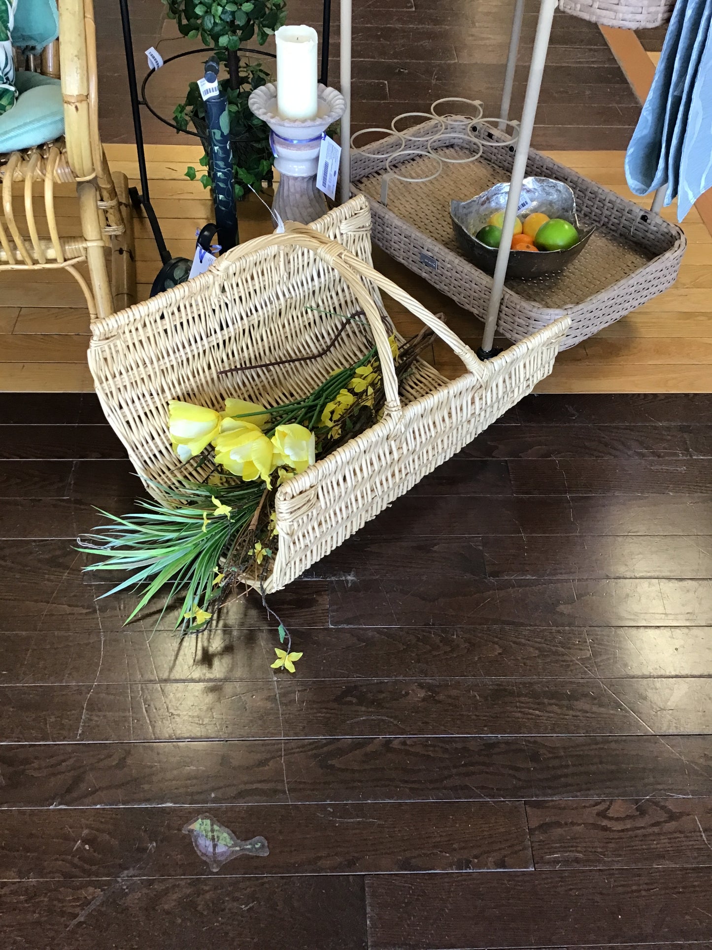 Rattan Flower Basket with Handles