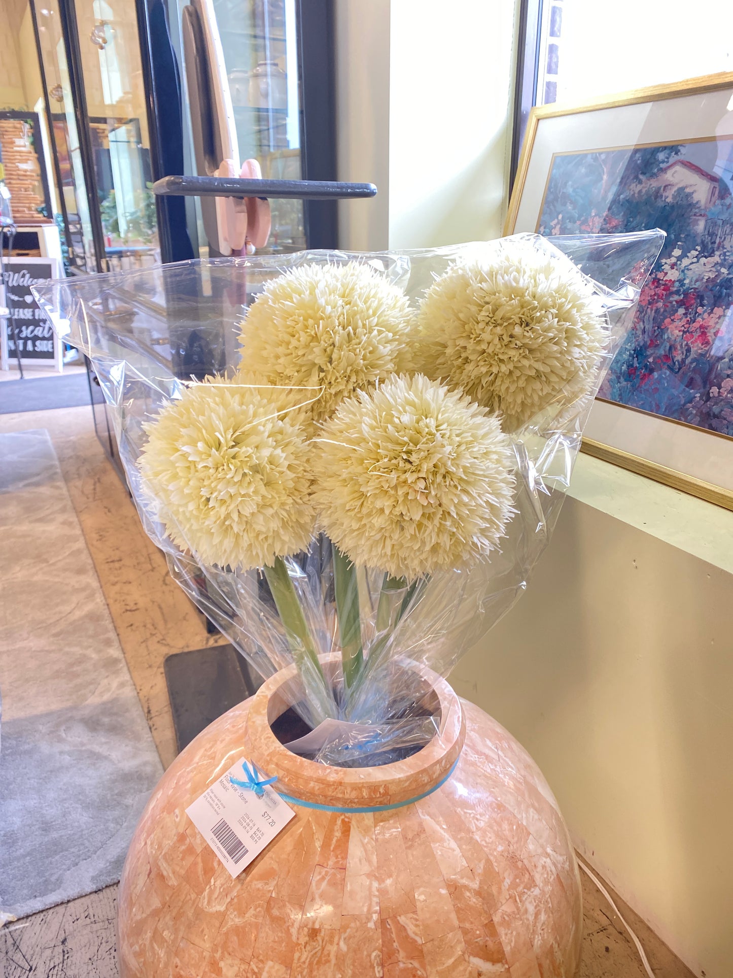 4 Stems Artificial Allium Flowers - White