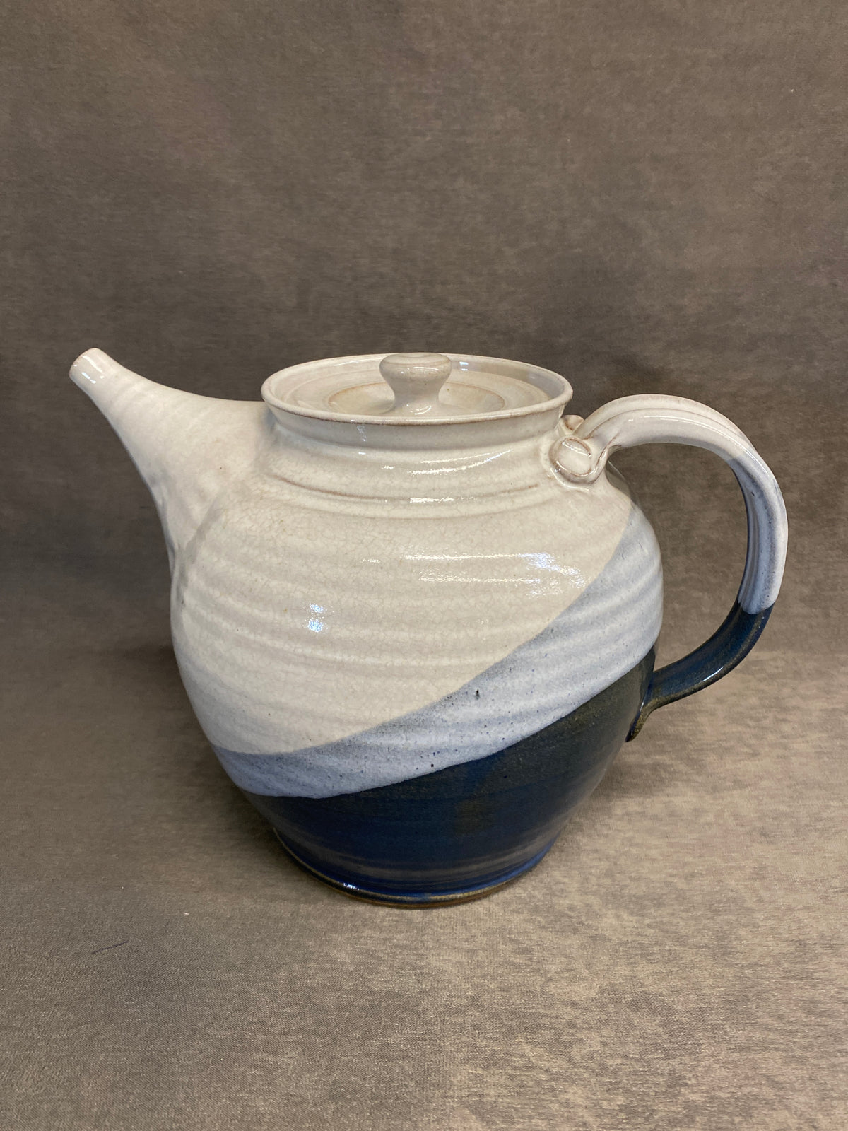 Large Studio Pottery Teapot - Grey/Blue