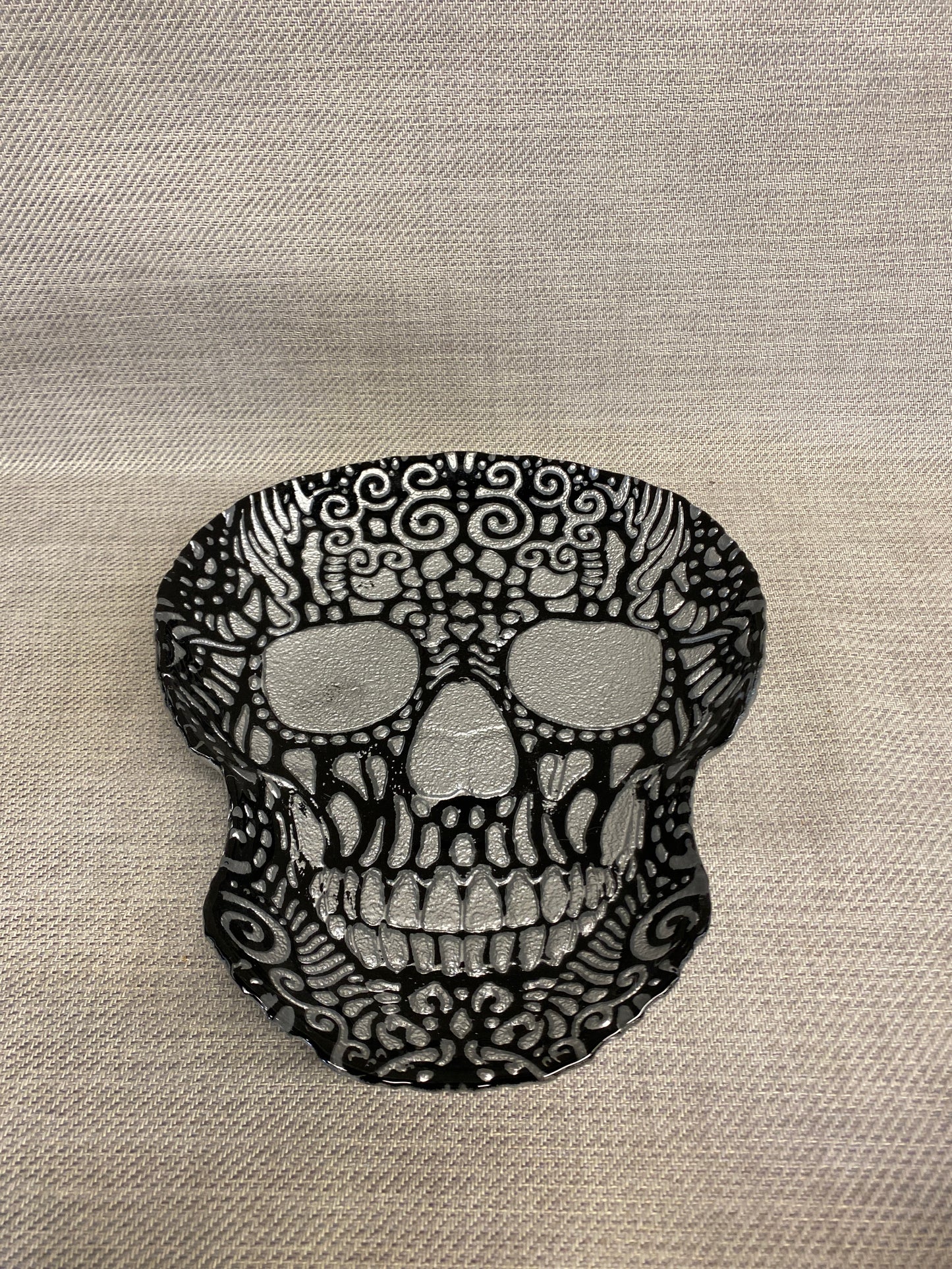 Halloween Glass Serving Platter - Skull