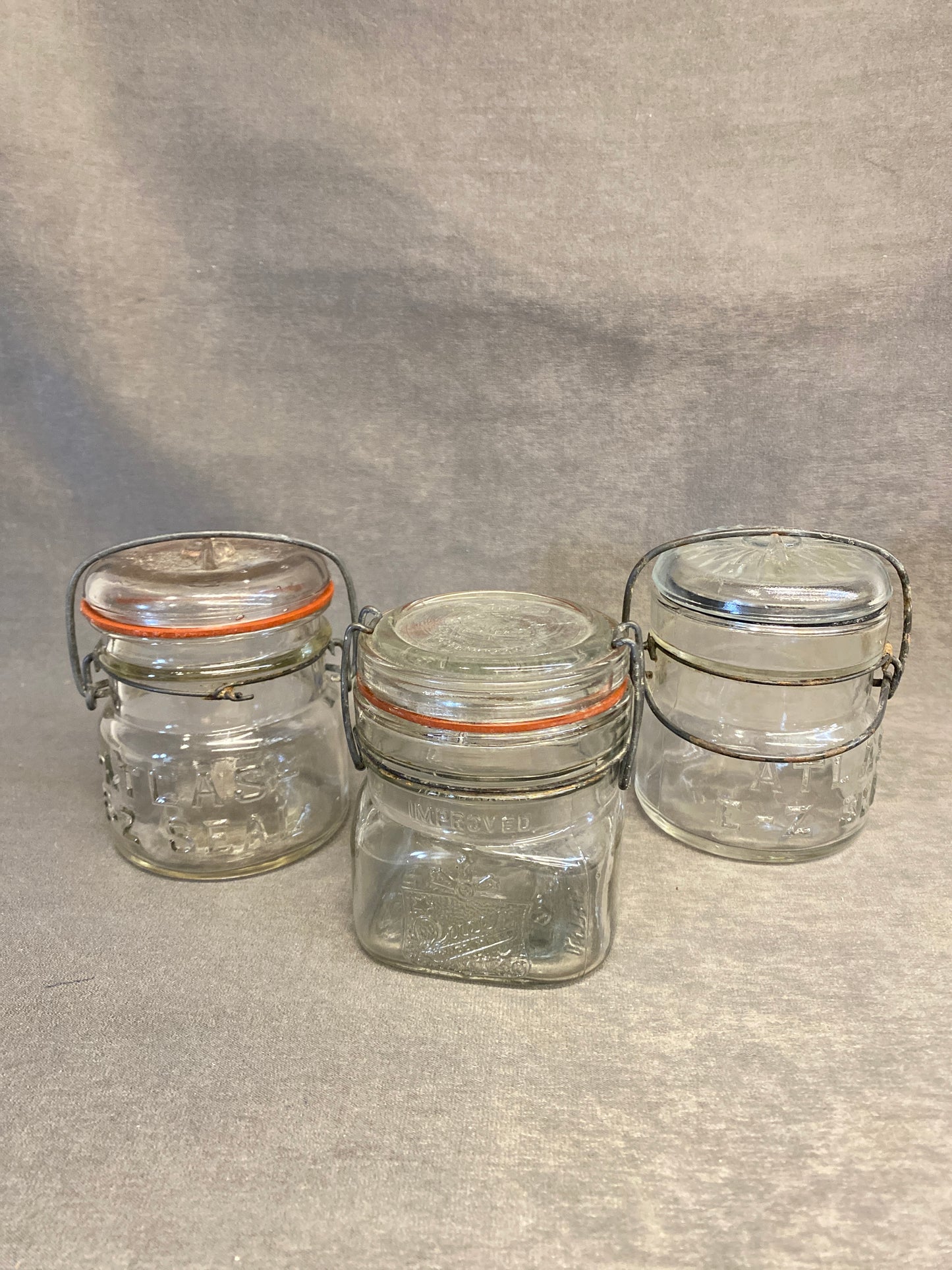 Set 3 Vintage Glass Storage Jars