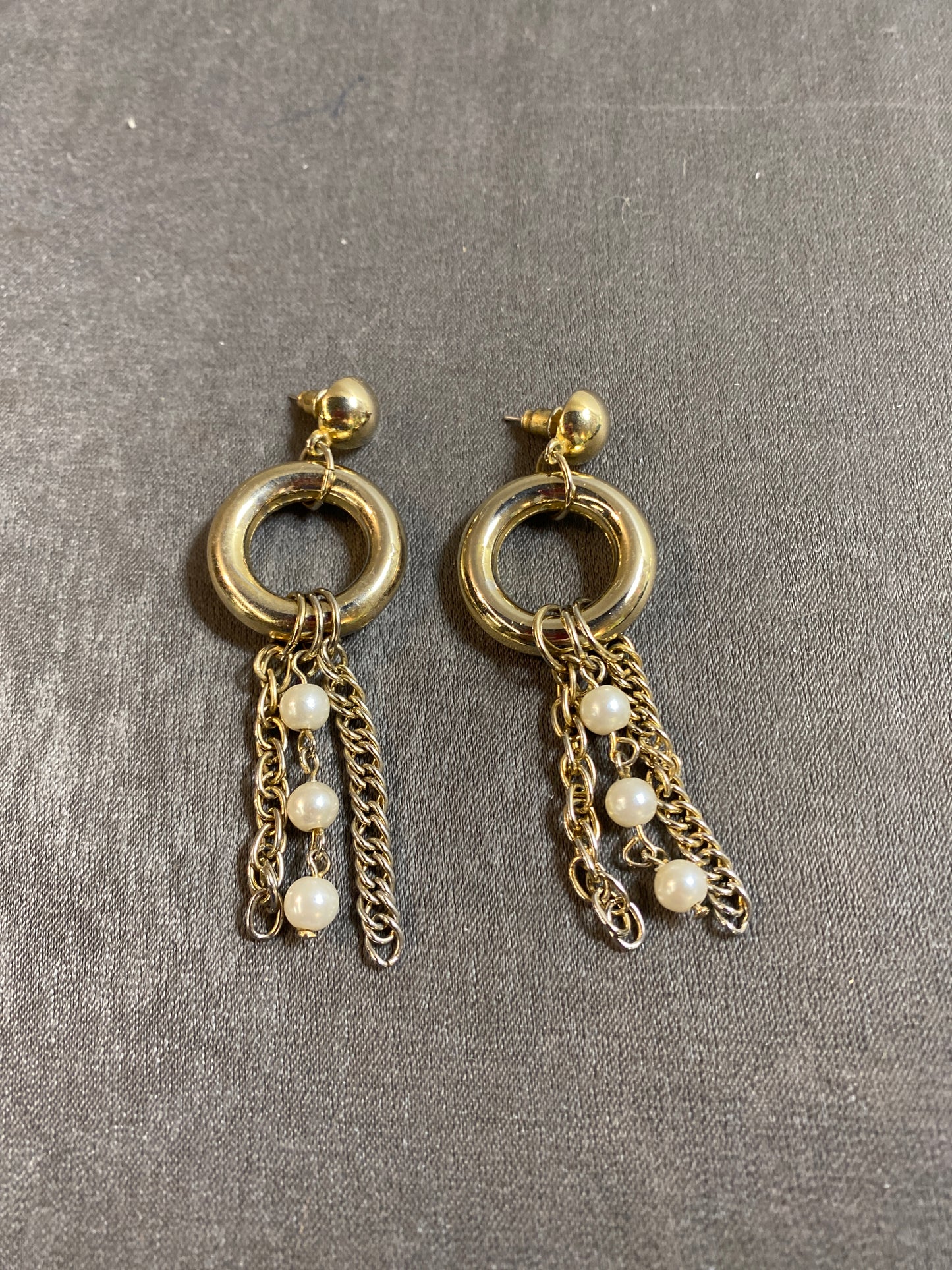 Pair Pierced Earrings - Faux Pearl Drops