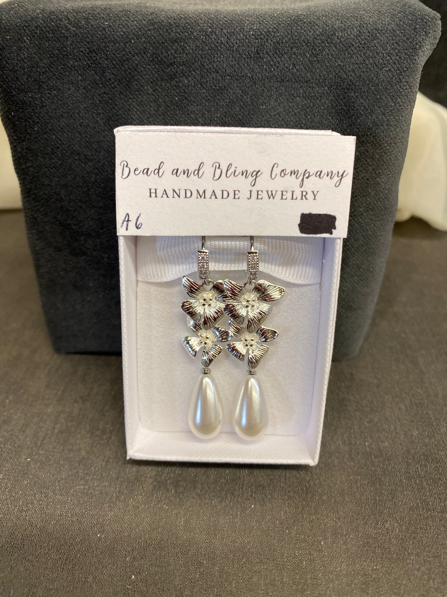 NEW! Handmade Pierced Earings - Silver & Pearl