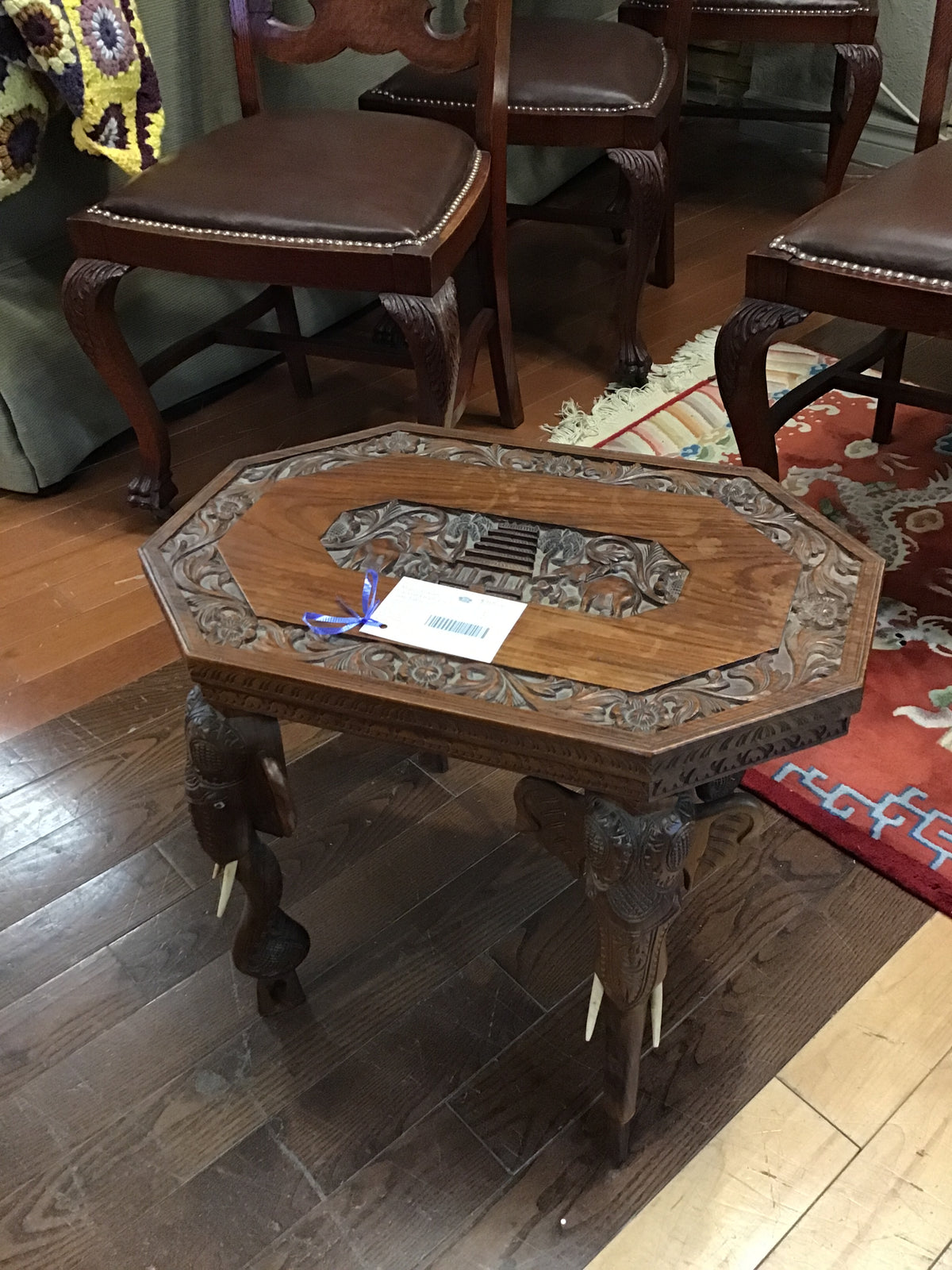 Anglo-Indian Carved Elephant Side Table