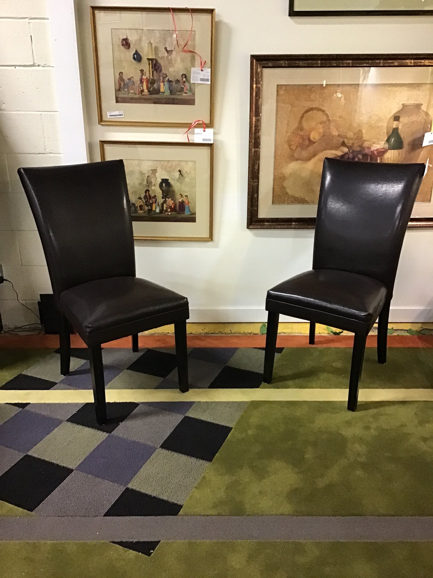 PAIR Faux Leather Parson Chairs