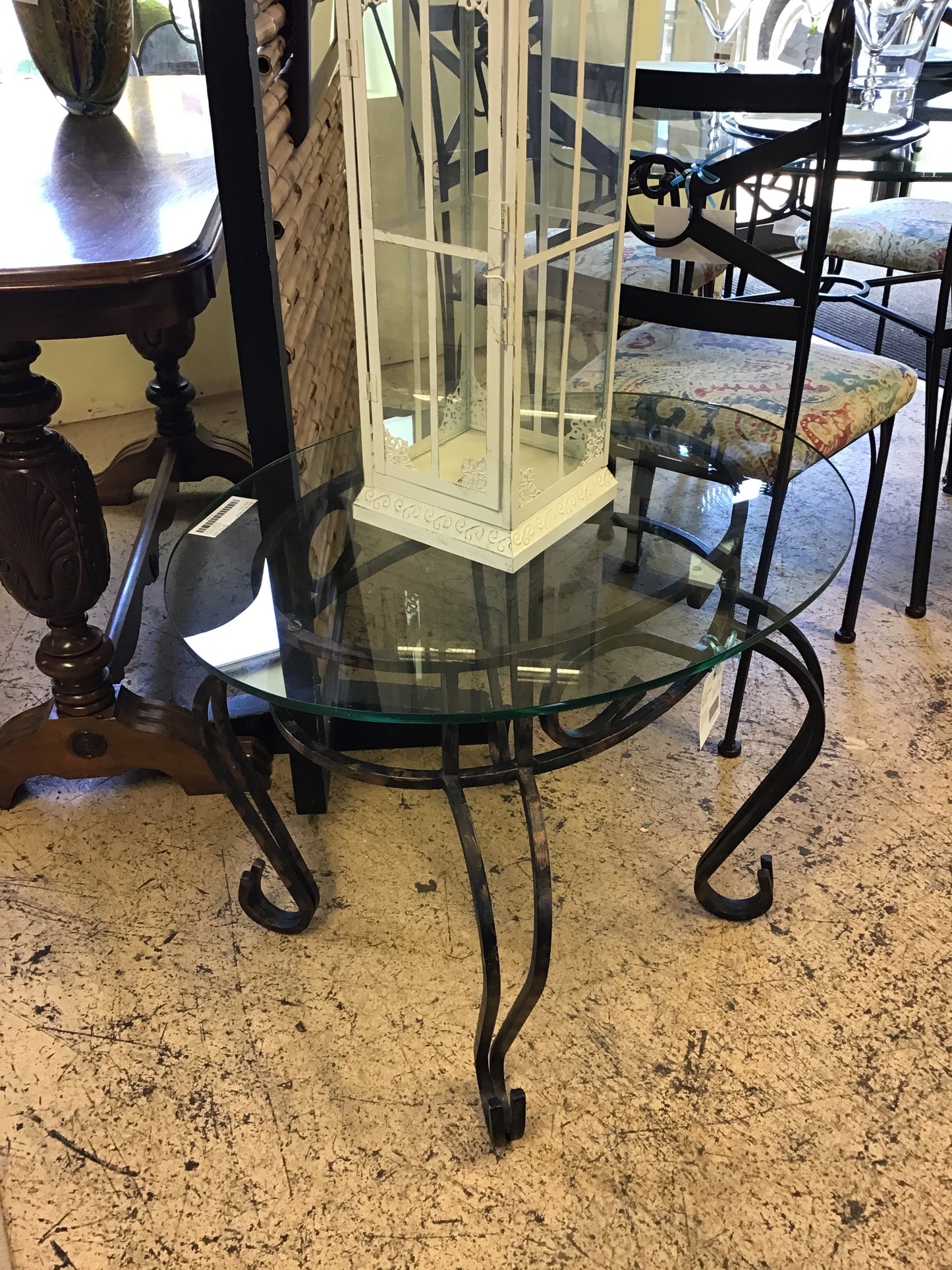 Oval Glass/Metal Side Table