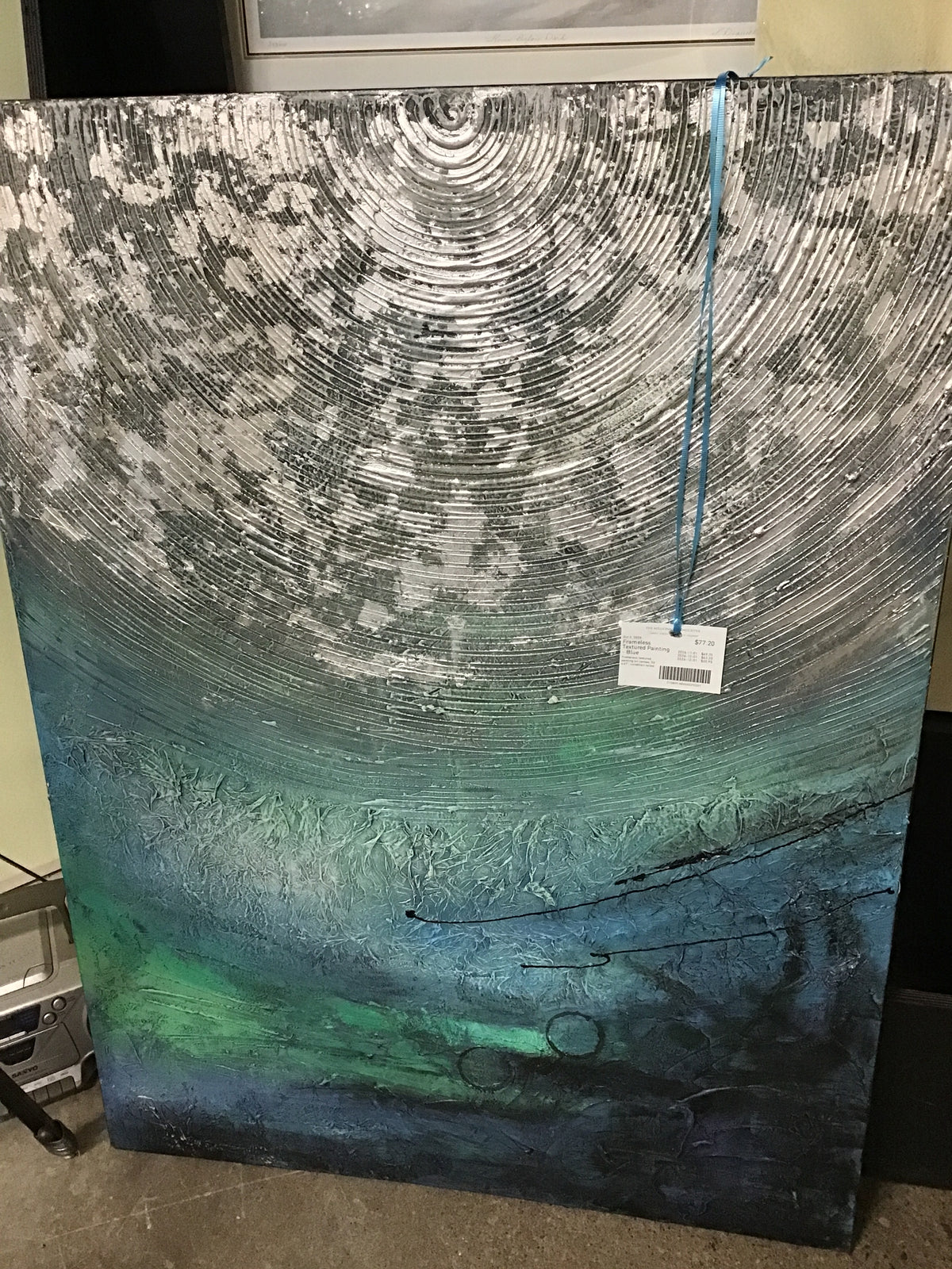 Frameless Textured Painting - Blue