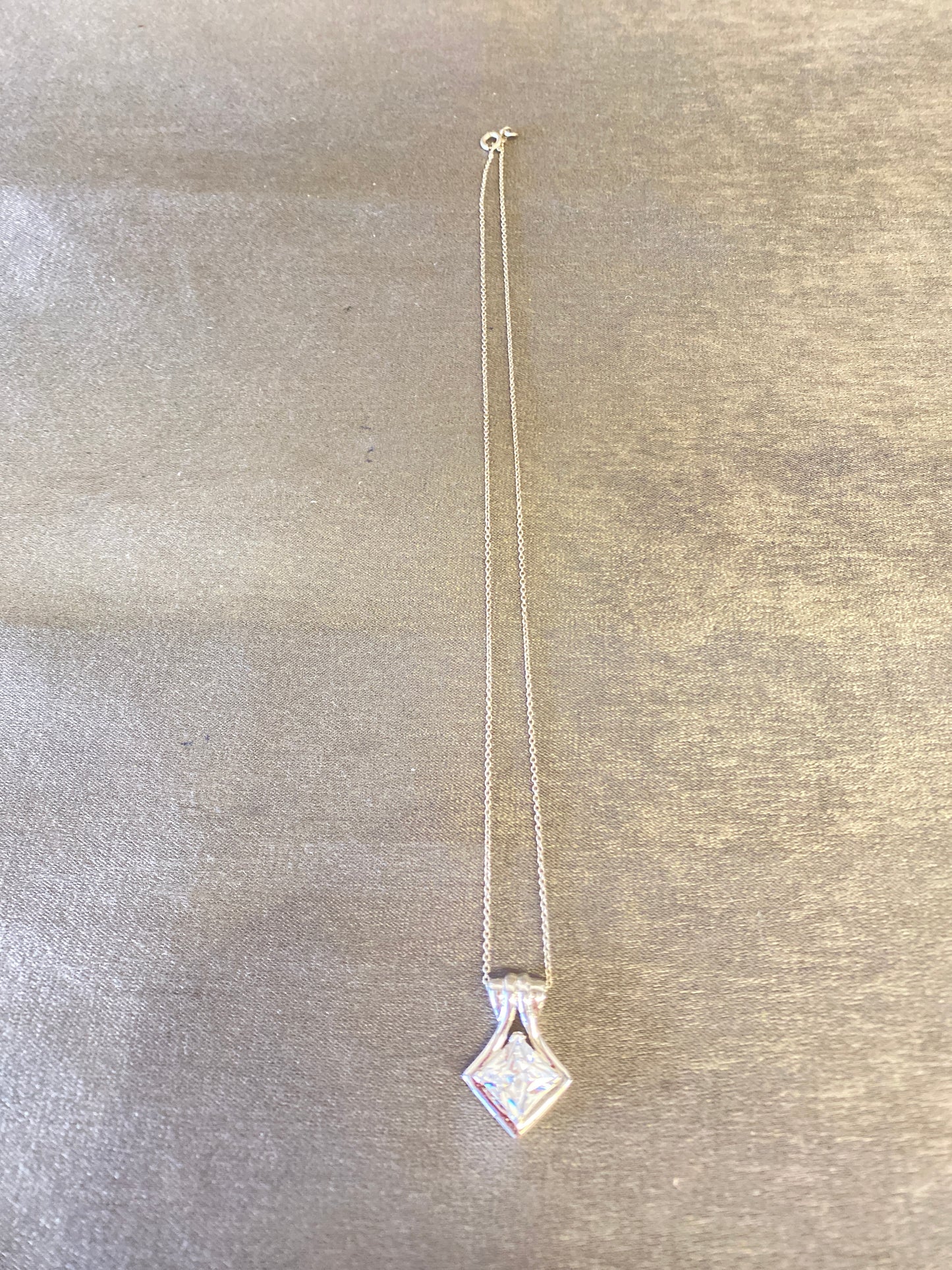 Sterling Silver Necklace - Crystal Pendant