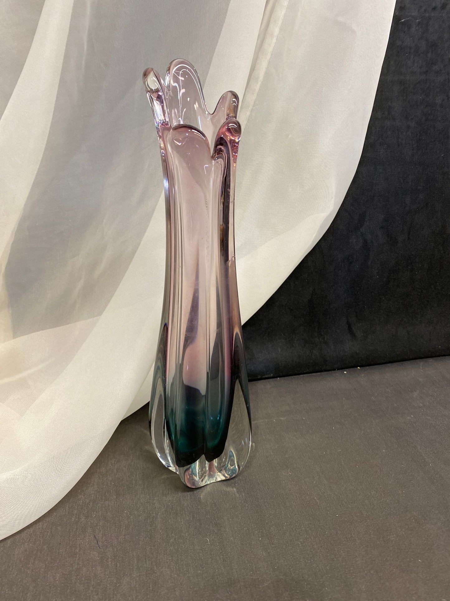 Art Glass Swung Vase - Turquoise/Pink