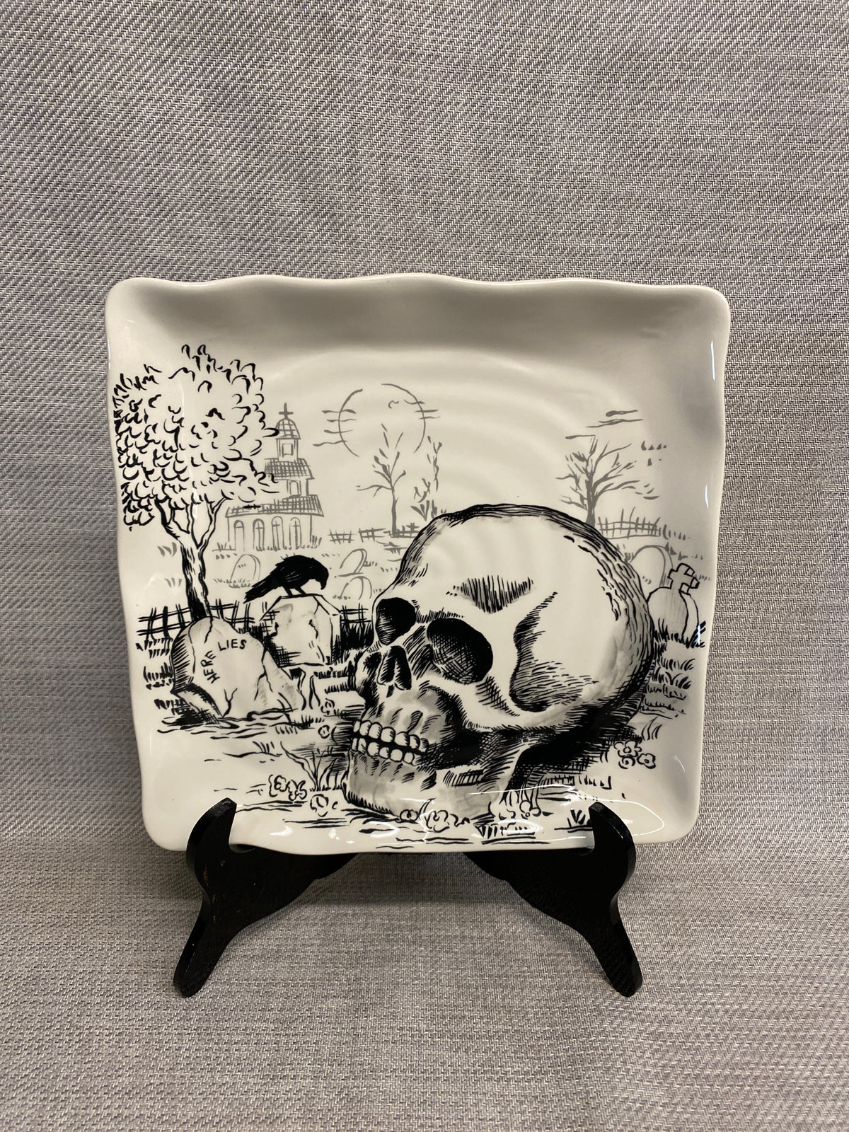 Halloween Ceramic Serving Platter - Skulls