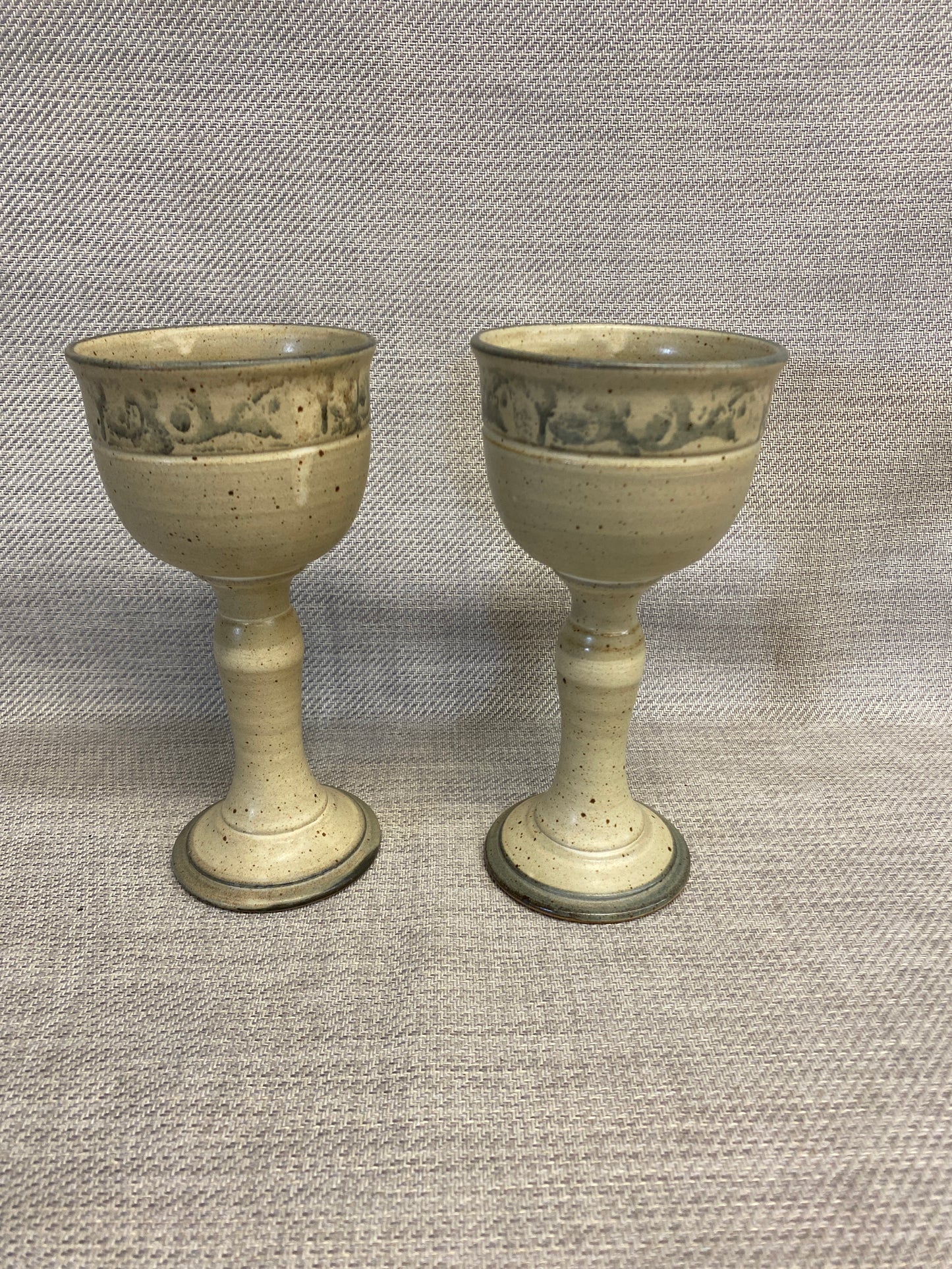 PAIR Studio Pottery Goblets- Beige/Blue