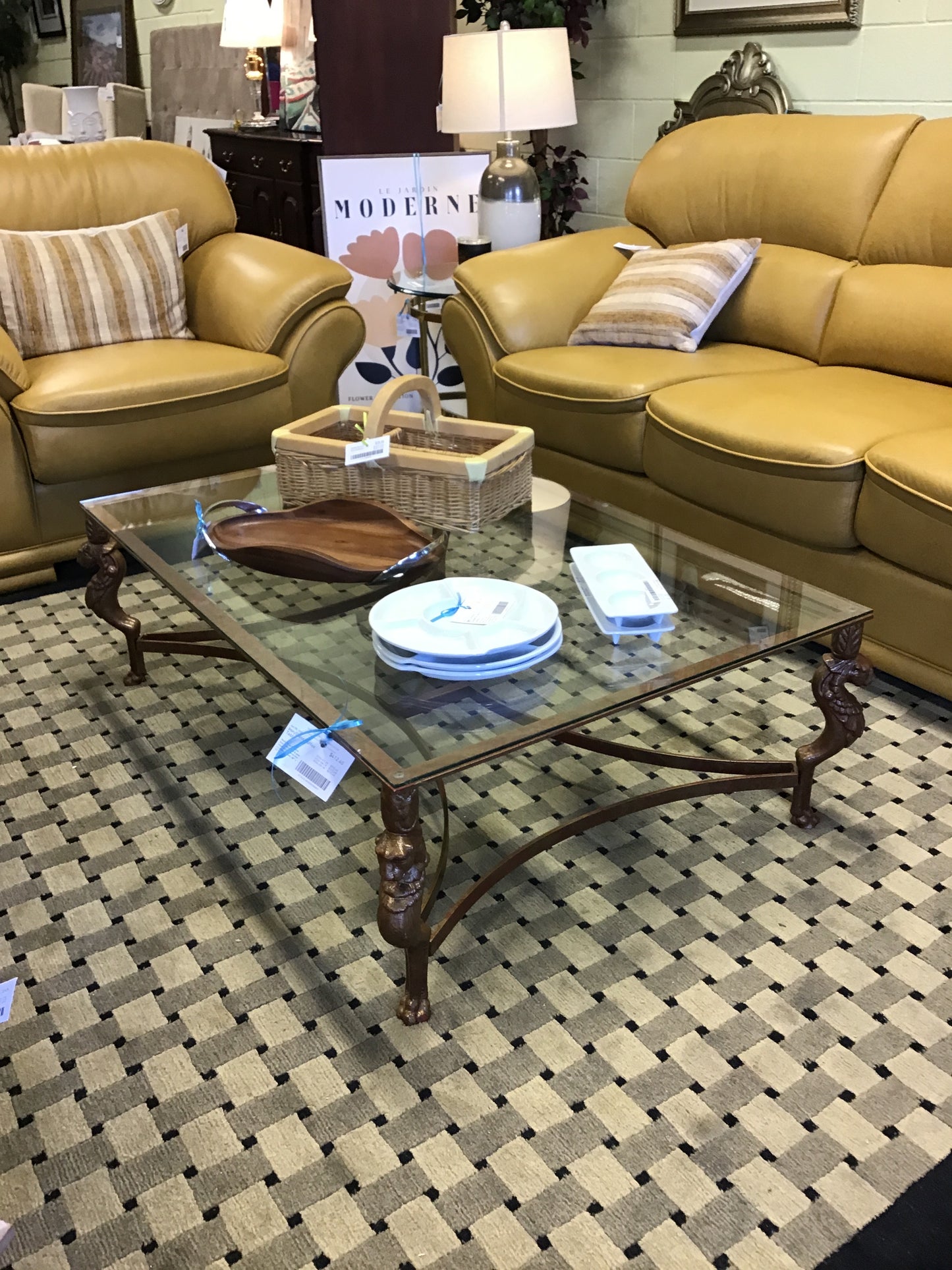 Iron/Glass Coffee Table