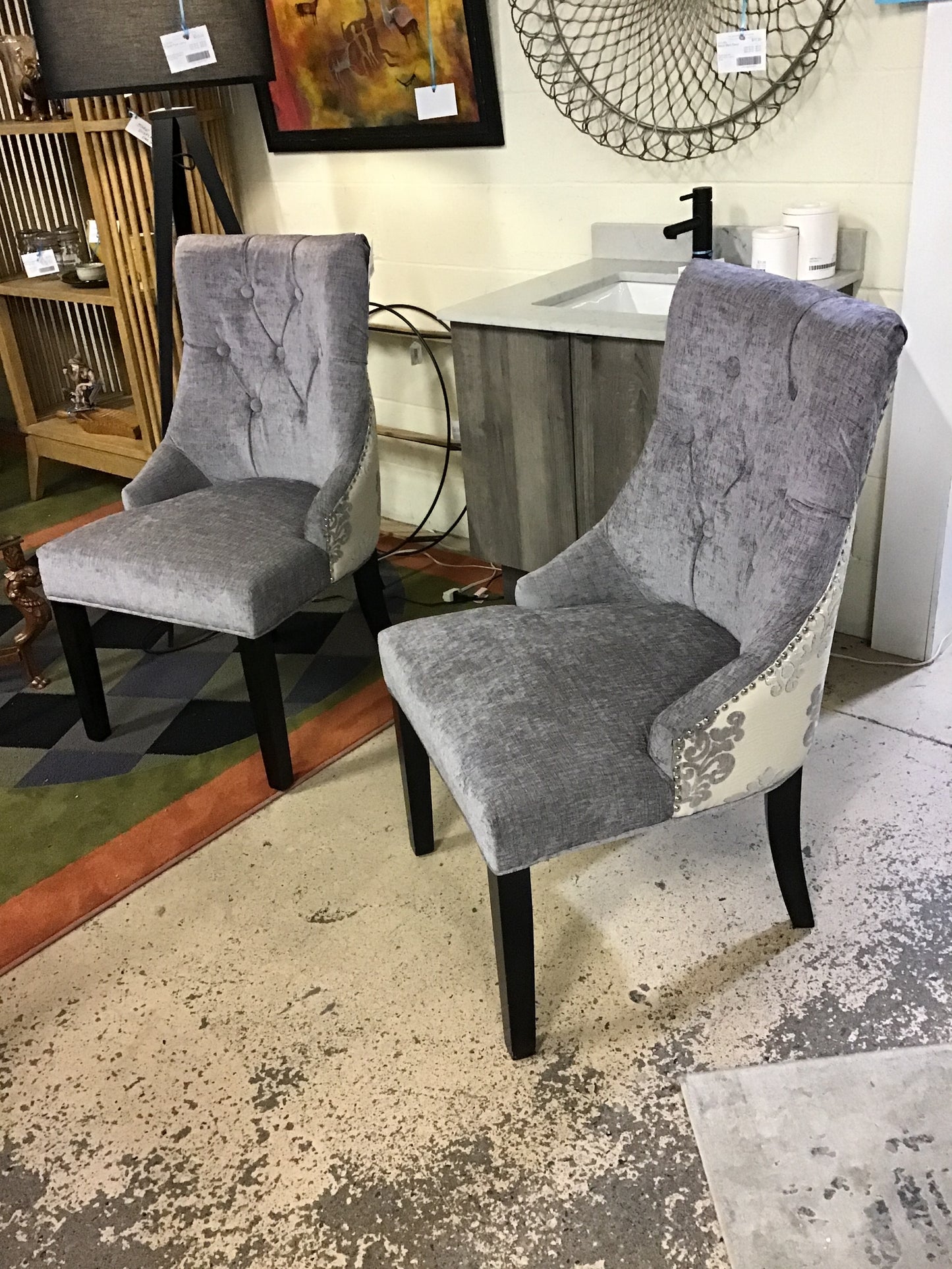 PAIR Dining Chairs - Grey