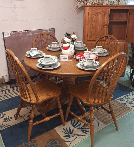 Solid Oak Round Dining Set