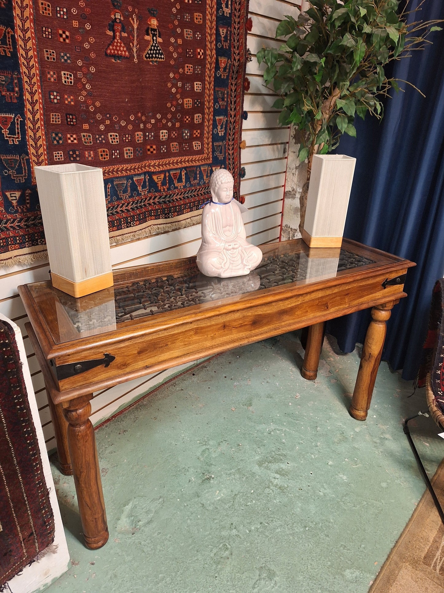 Vintage Indian Teak Sofa Table