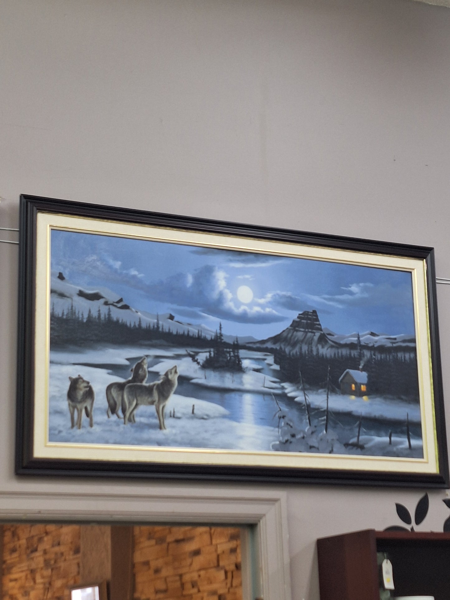 Framed 'Wolves Howling' Original Painting