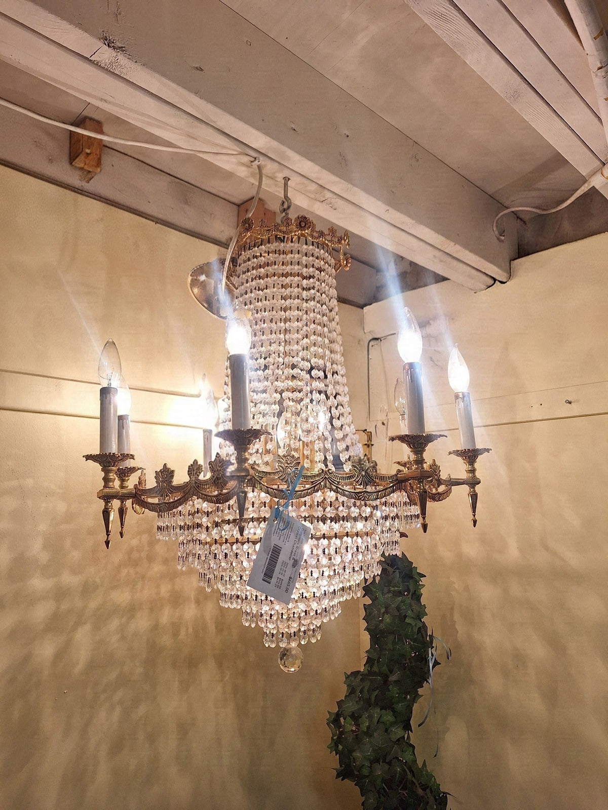 Gorgeous Brass & Crystal Chandelier