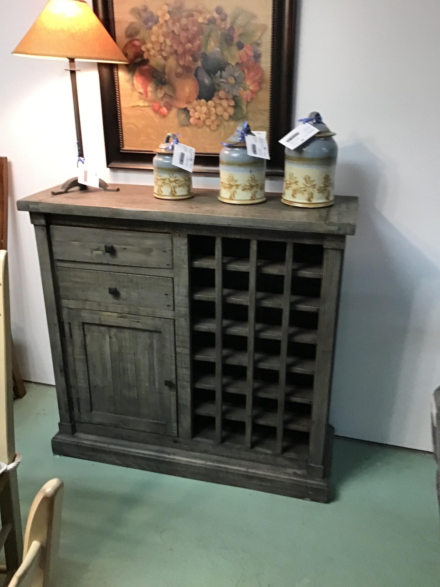 Rustic Wood Bar Cabinet