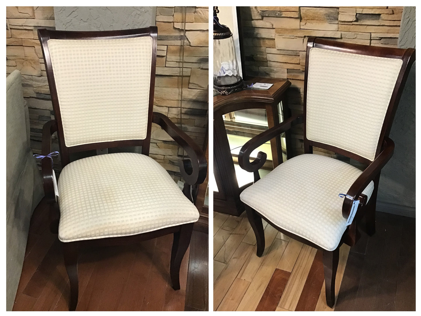Pair Dining Chairs w Arms
