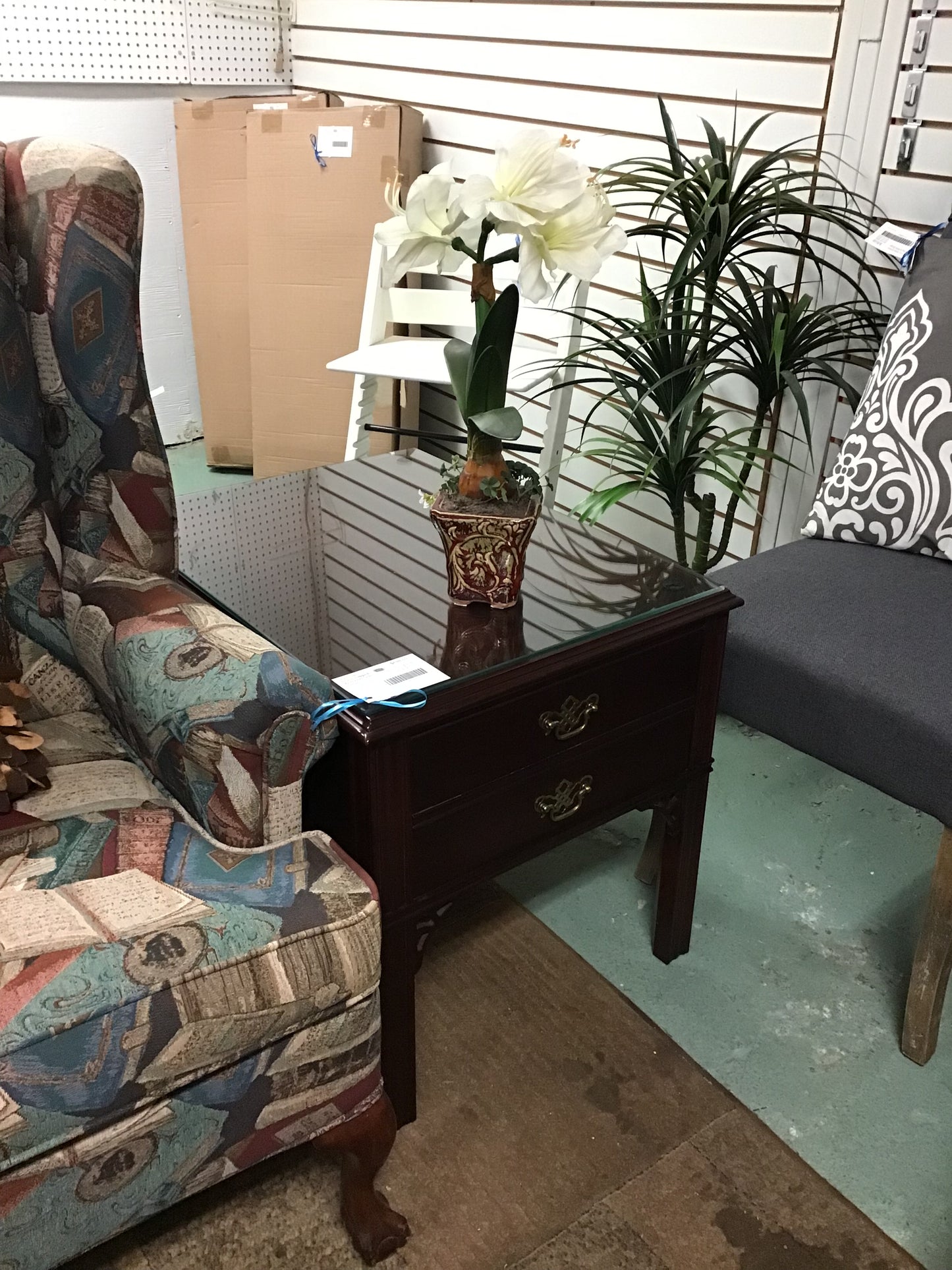 Glass Topped Knechtel Side Table