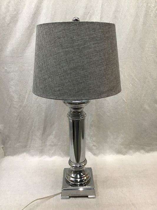 Silver Metal Column Lamp