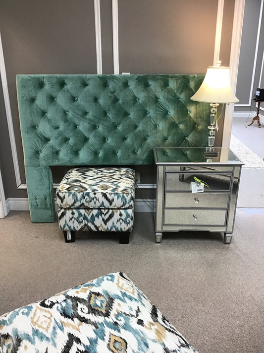 Sea foam Green Tufted Velvet Queen Headboard