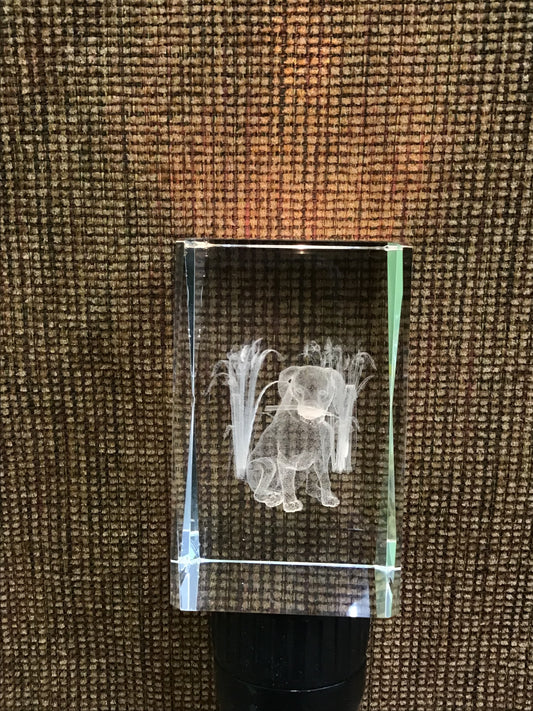 Decorative Laser Etched Glass Block- Dog