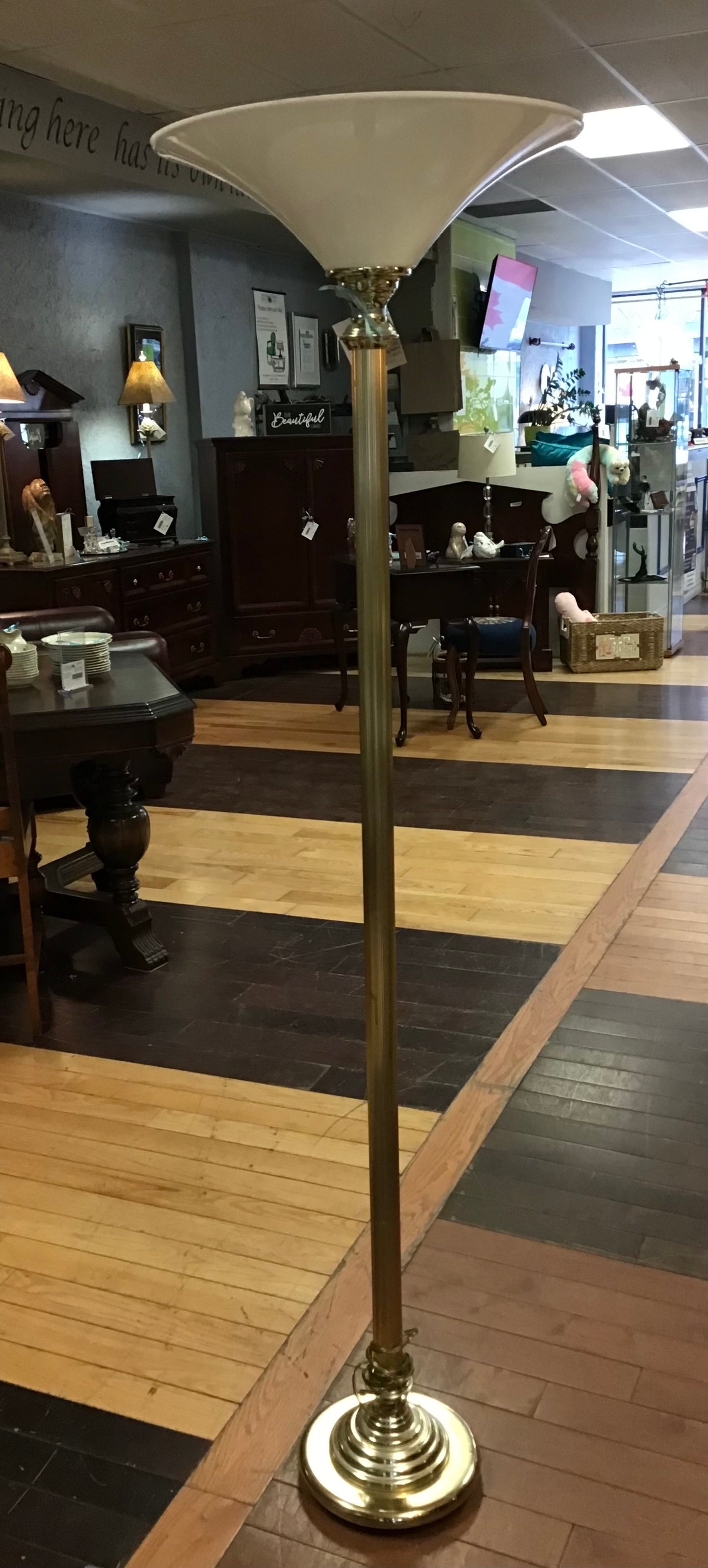 Gorgeous Brass Floor Lamp- 65.75"h