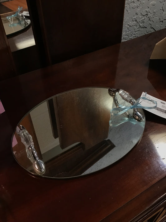 Mirrored Tray w Handles