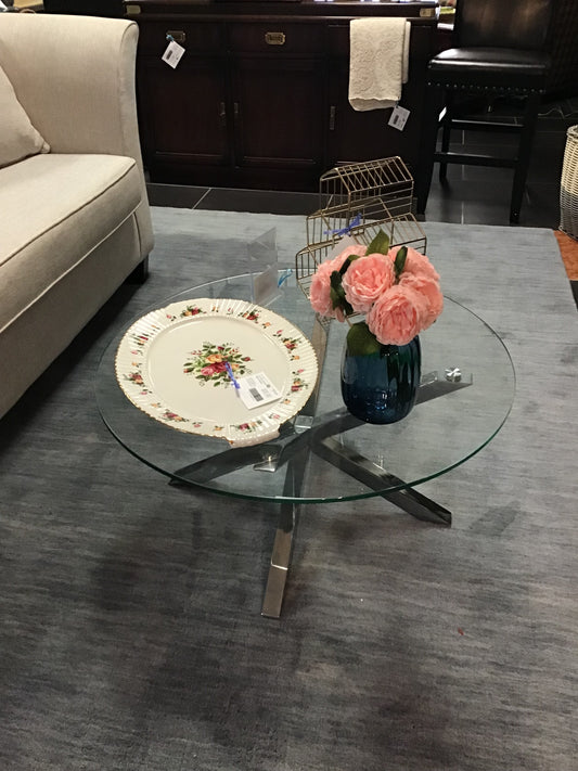 Round Glass Top Accent Table