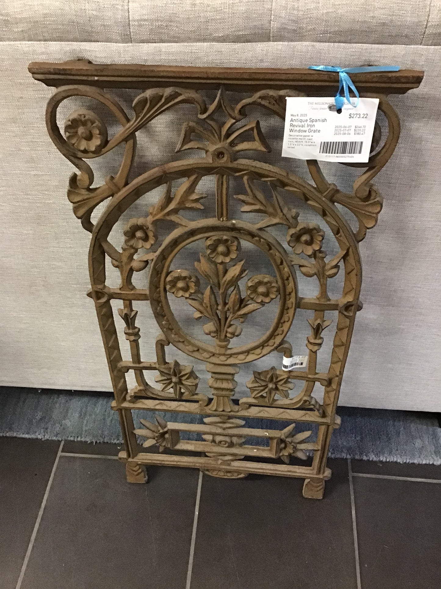 Antique Spanish Revival Iron Window Grate