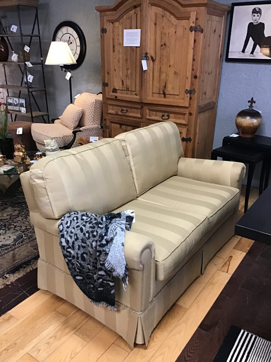 Skirted Gold Upholstered Loveseat