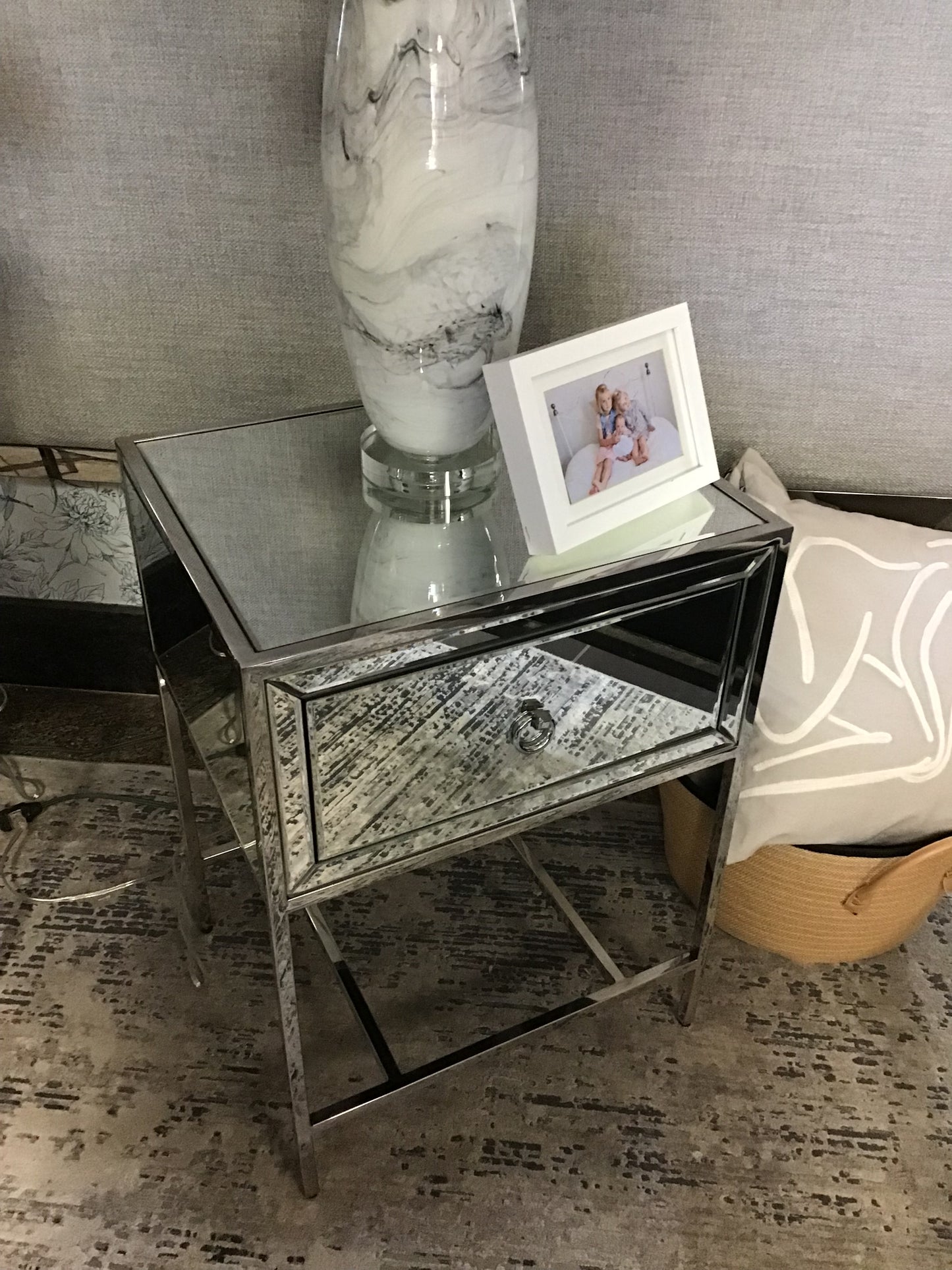 Modern Mirrored Night Table