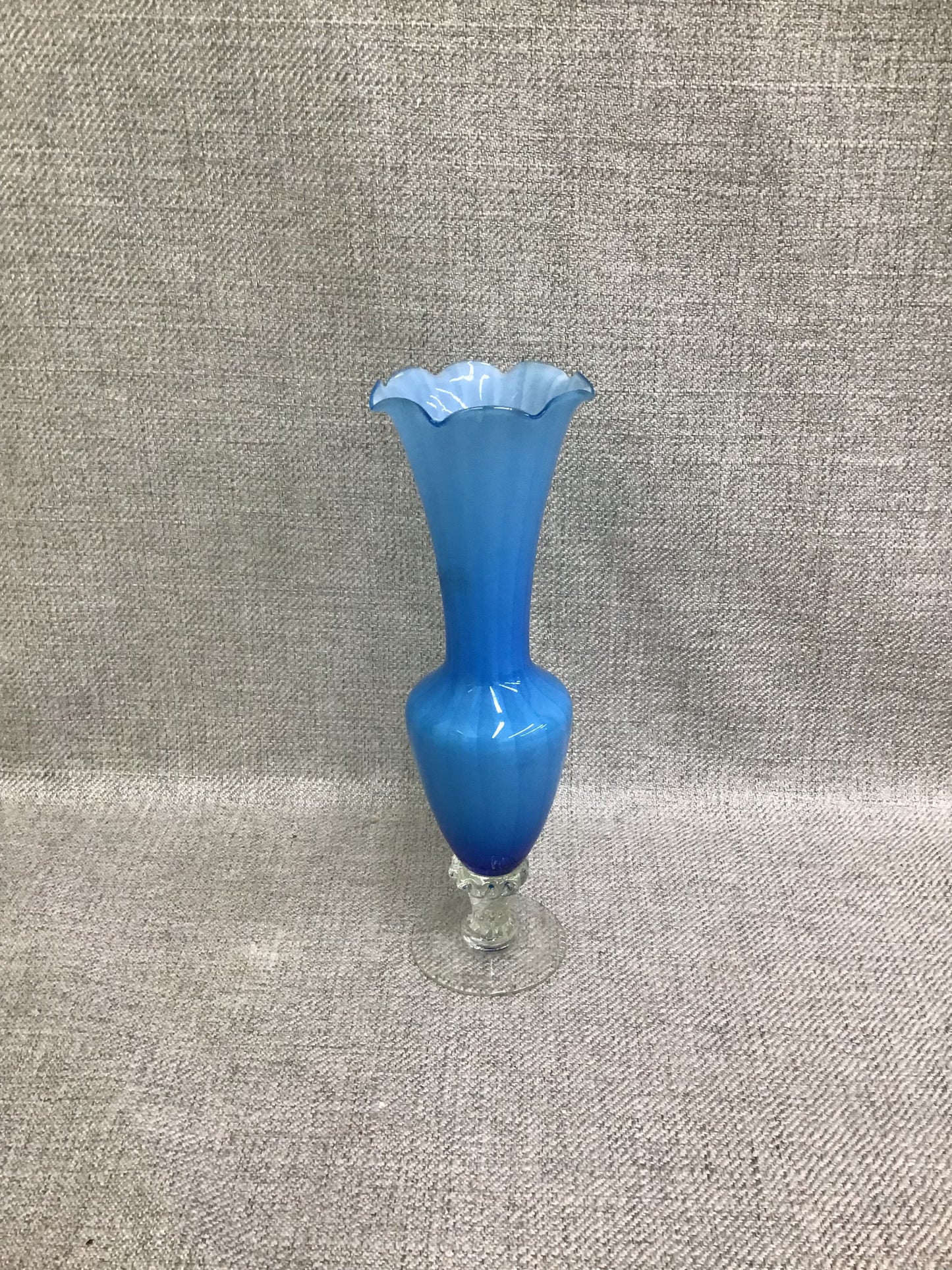 Decorative Blue Glass Vase- 8"h