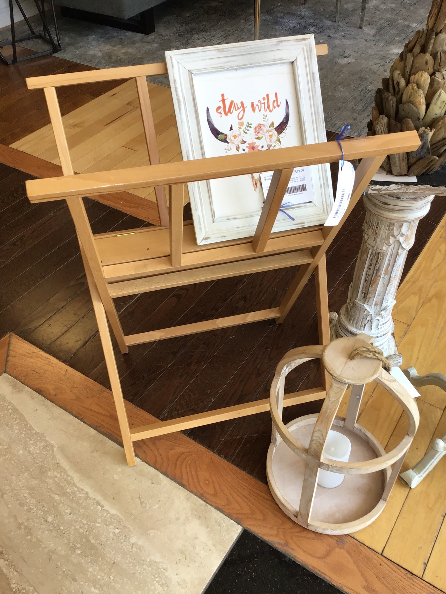 Light Wood Folding Print Stand